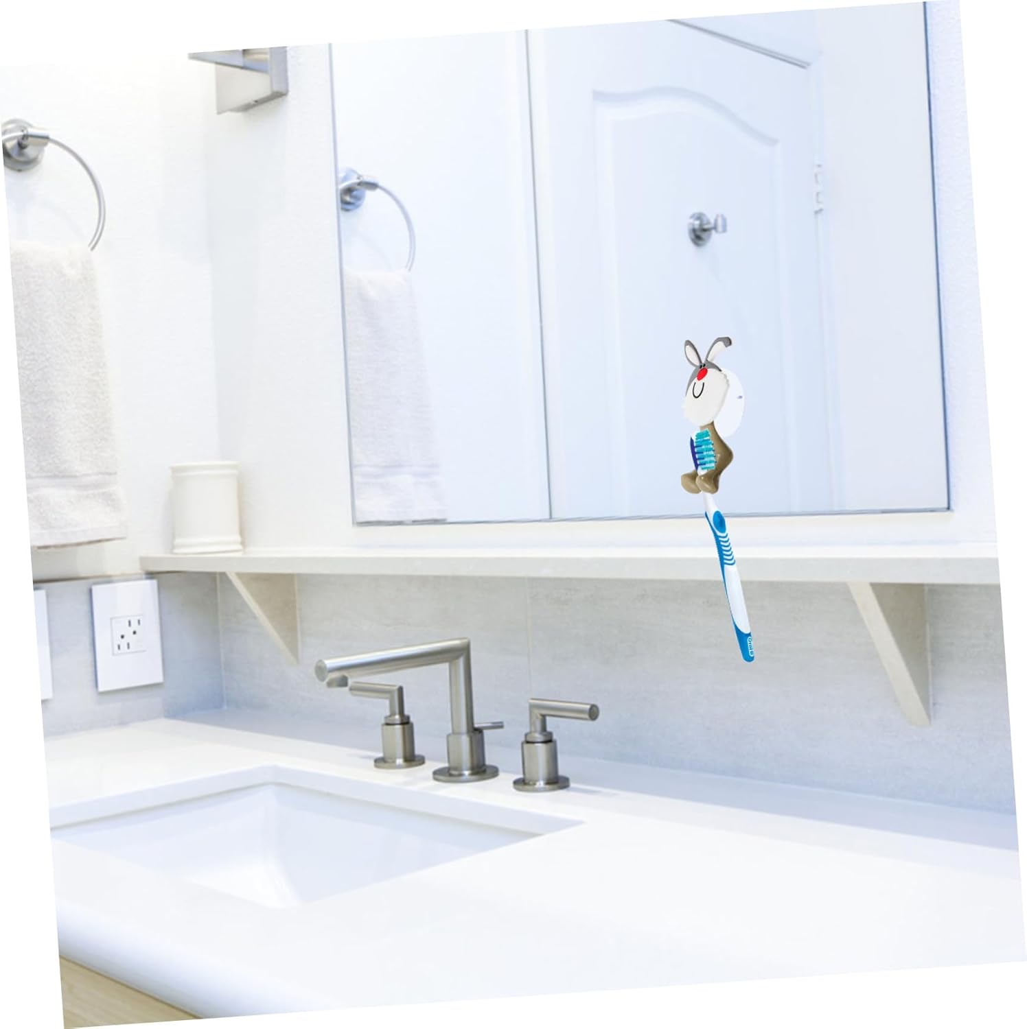 Ciieeo Cute Rabbit Toothbrush Holder Suction Cup Rack for Kids