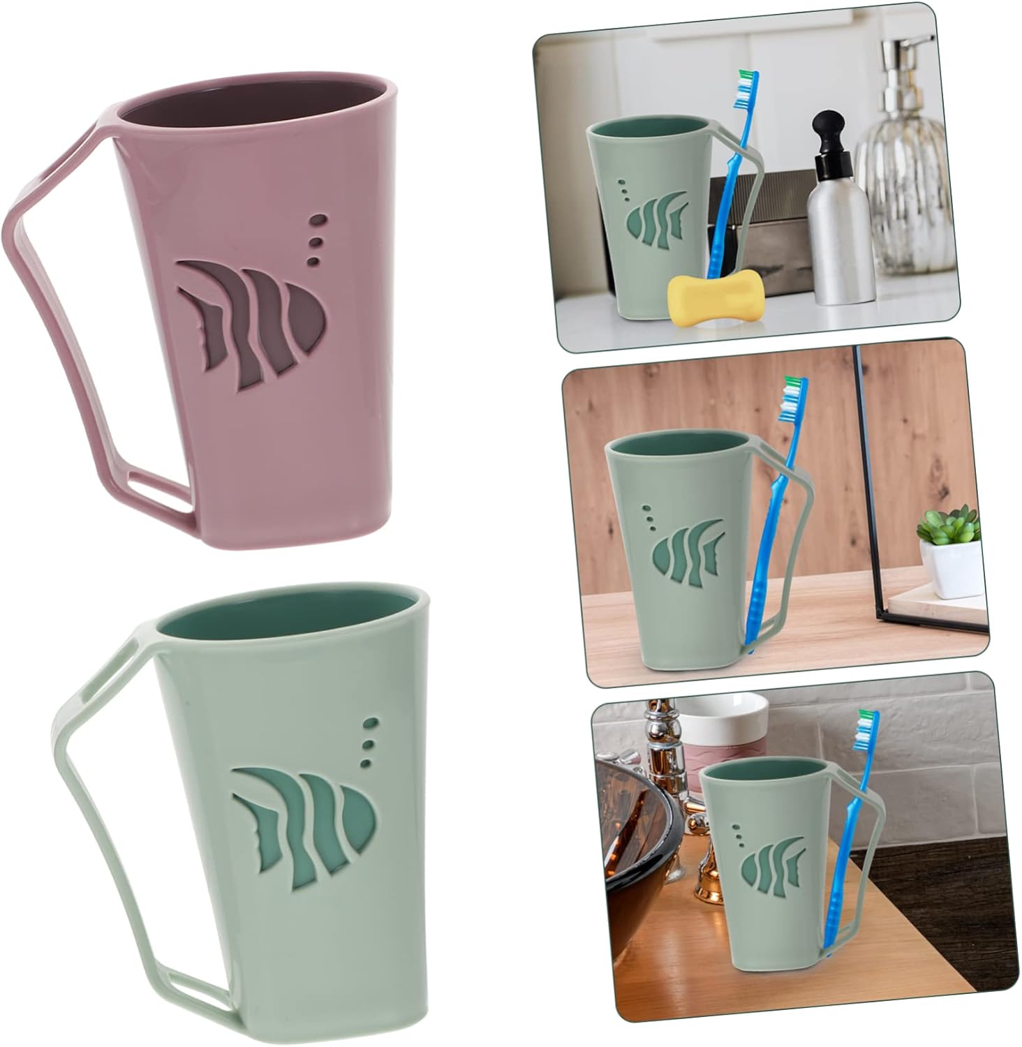 Double Trouble Toothpaste Toothbrush Tumbler Cups Set with 2 Reusable Modern Design