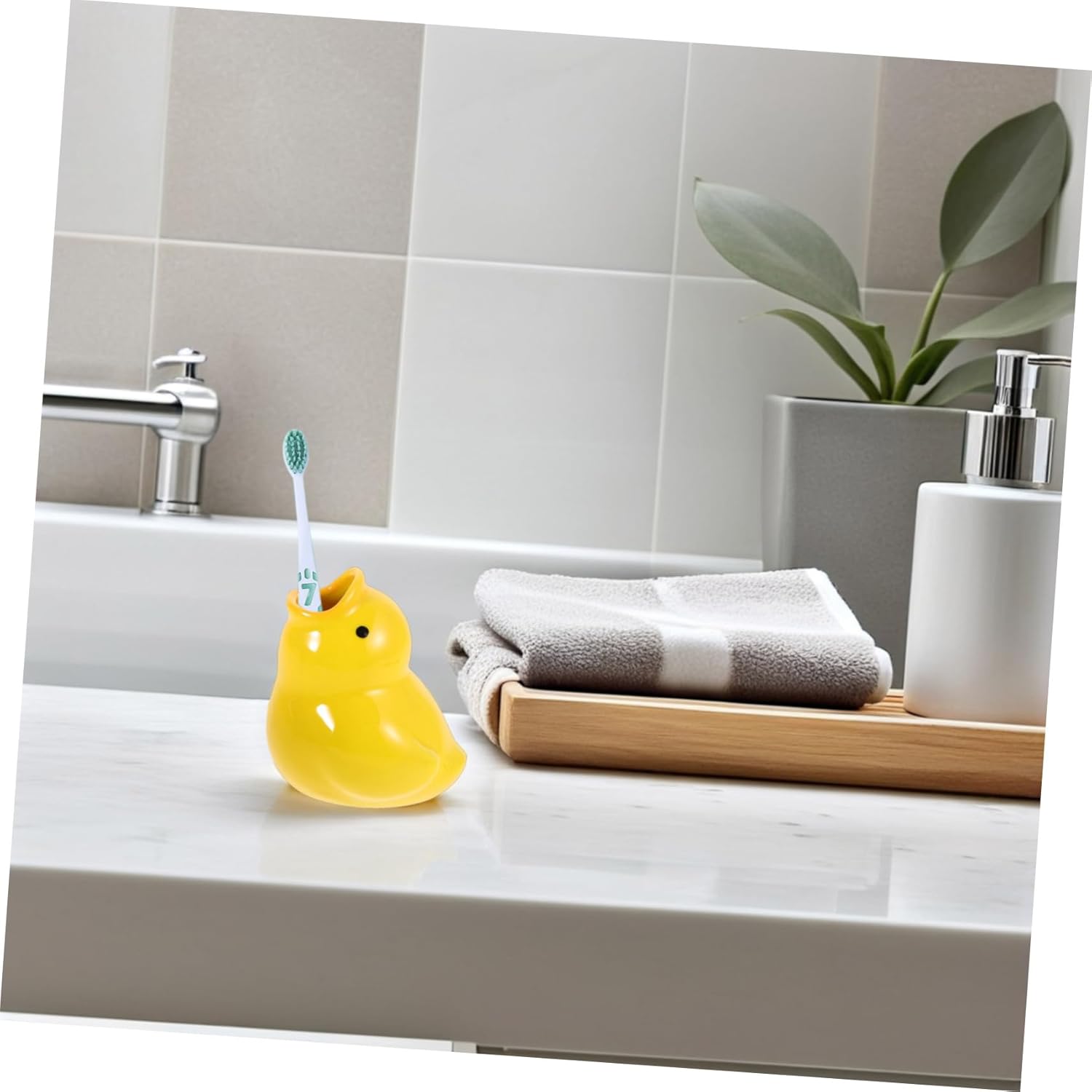 Cute Durable Ceramic Toothbrush Holder for the Bathroom