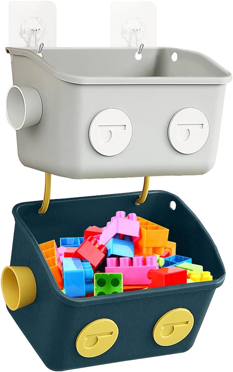 Karceyworth Bath Toy Storage Organizer Basket - Cute Robot Design
