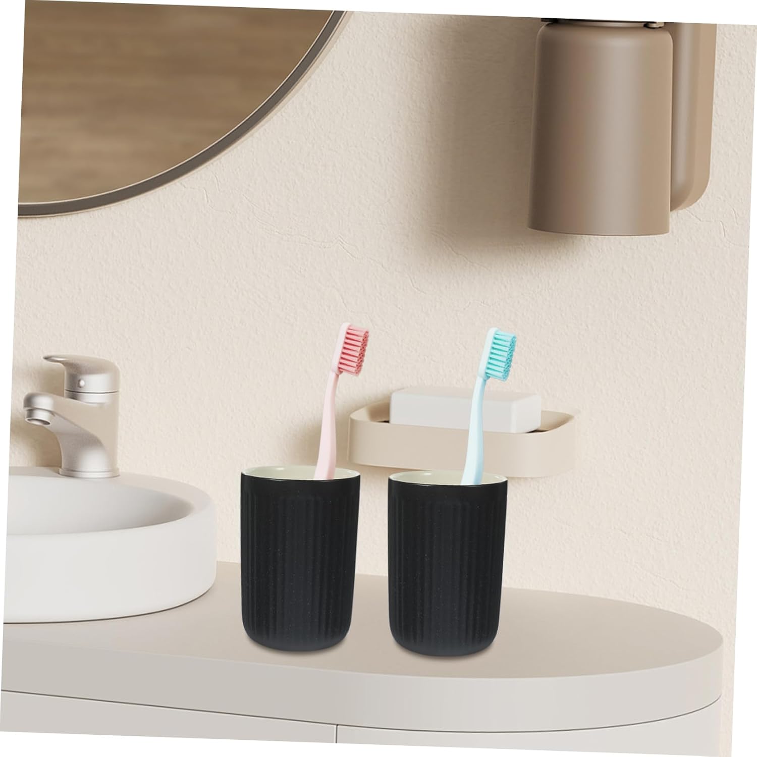 2Pcs Vintage Toothbrush Cup Reusable Bathroom Tumbler
