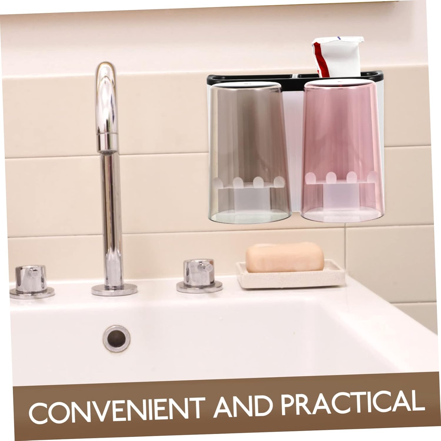 Zerodeko Wall Toothbrush and Cup Holder Organizer