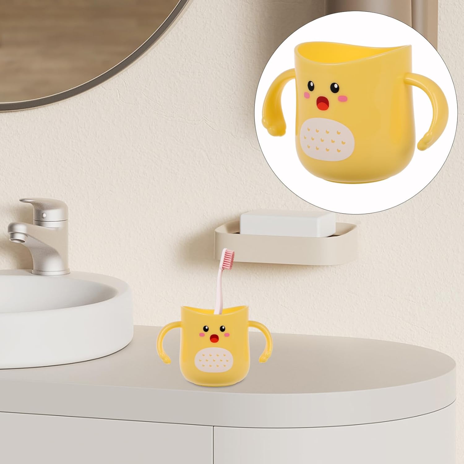 TOYANDONA Double-Handled Kids Toothbrush Cup