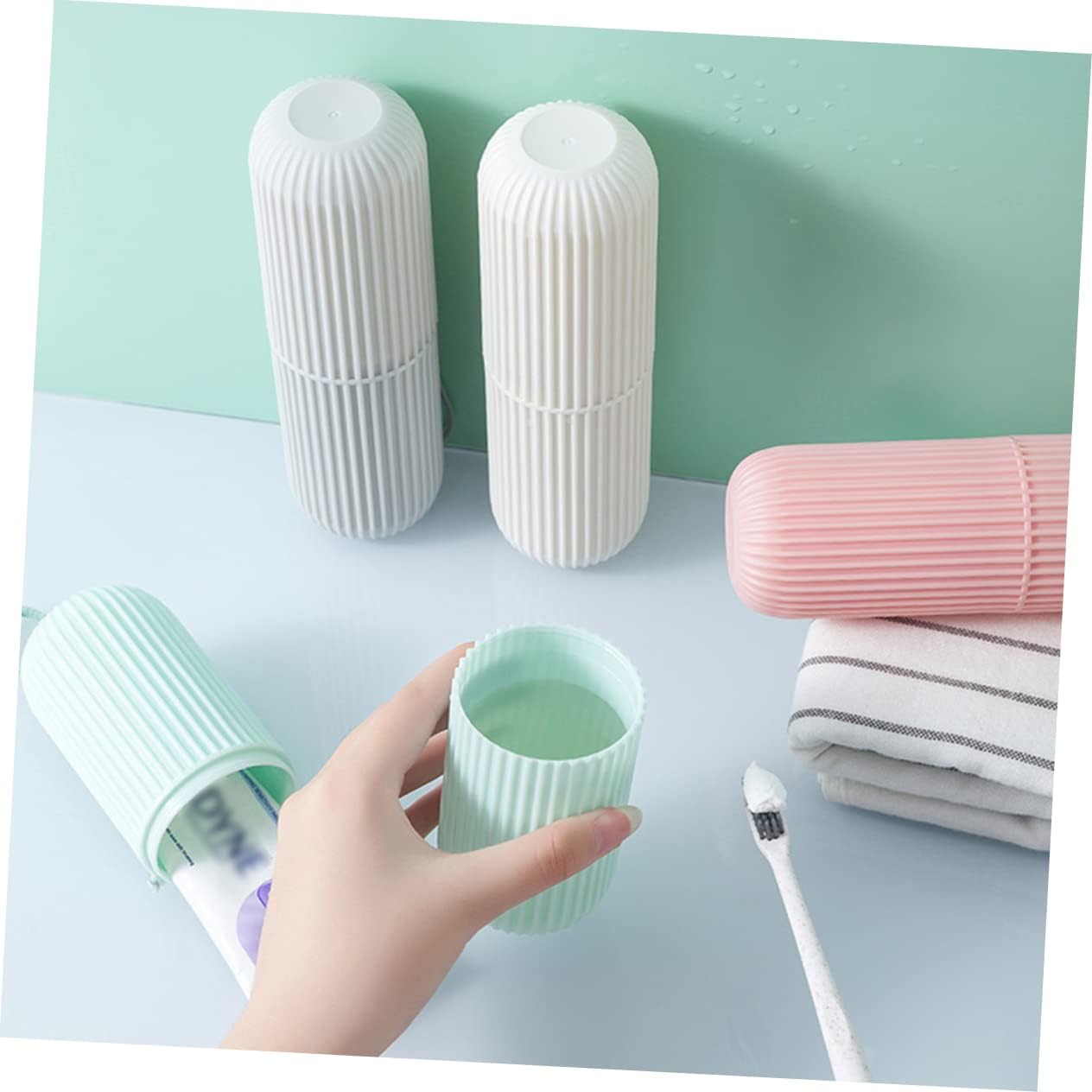 Travel Toothbrush Case with Brushing Cup and Organizer