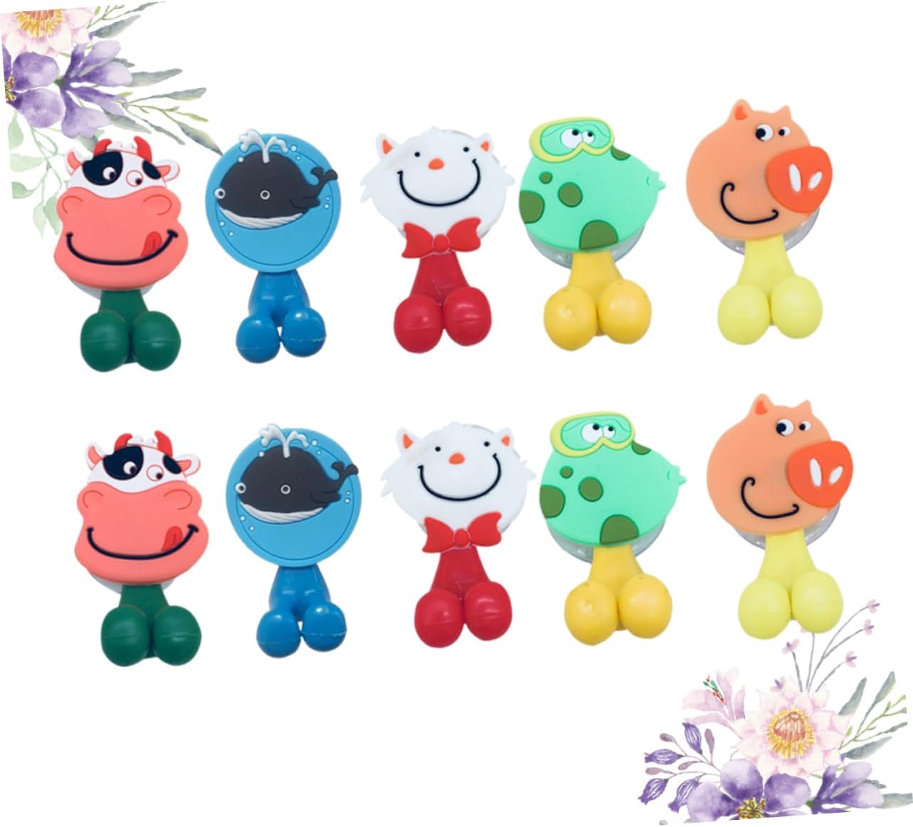 10-Piece Cartoon Character Toothbrush Holder Random Animal Design Easy to Install