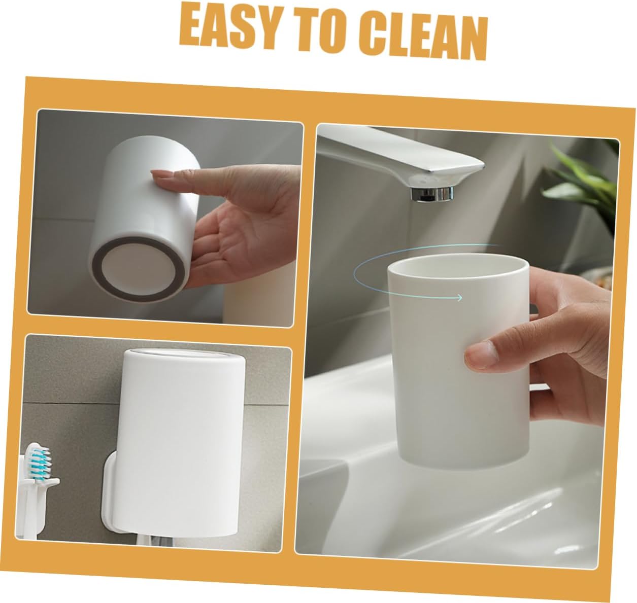 Happyyami 2Pcs Bathroom Tumbler Cups Reusable Unbreakable Multi Purpose Toothbrush and Drinking Cup
