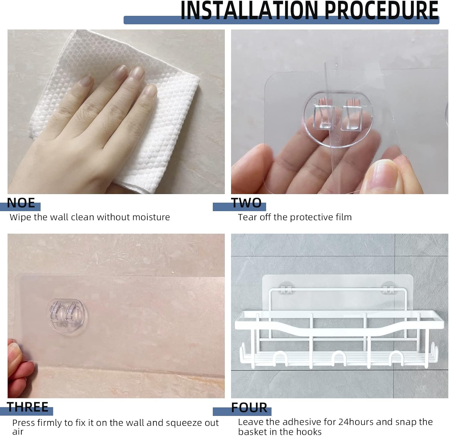 3-Pack Shower Caddy Organizer Large Capacity Rustproof Adhesive Bathroom Storage