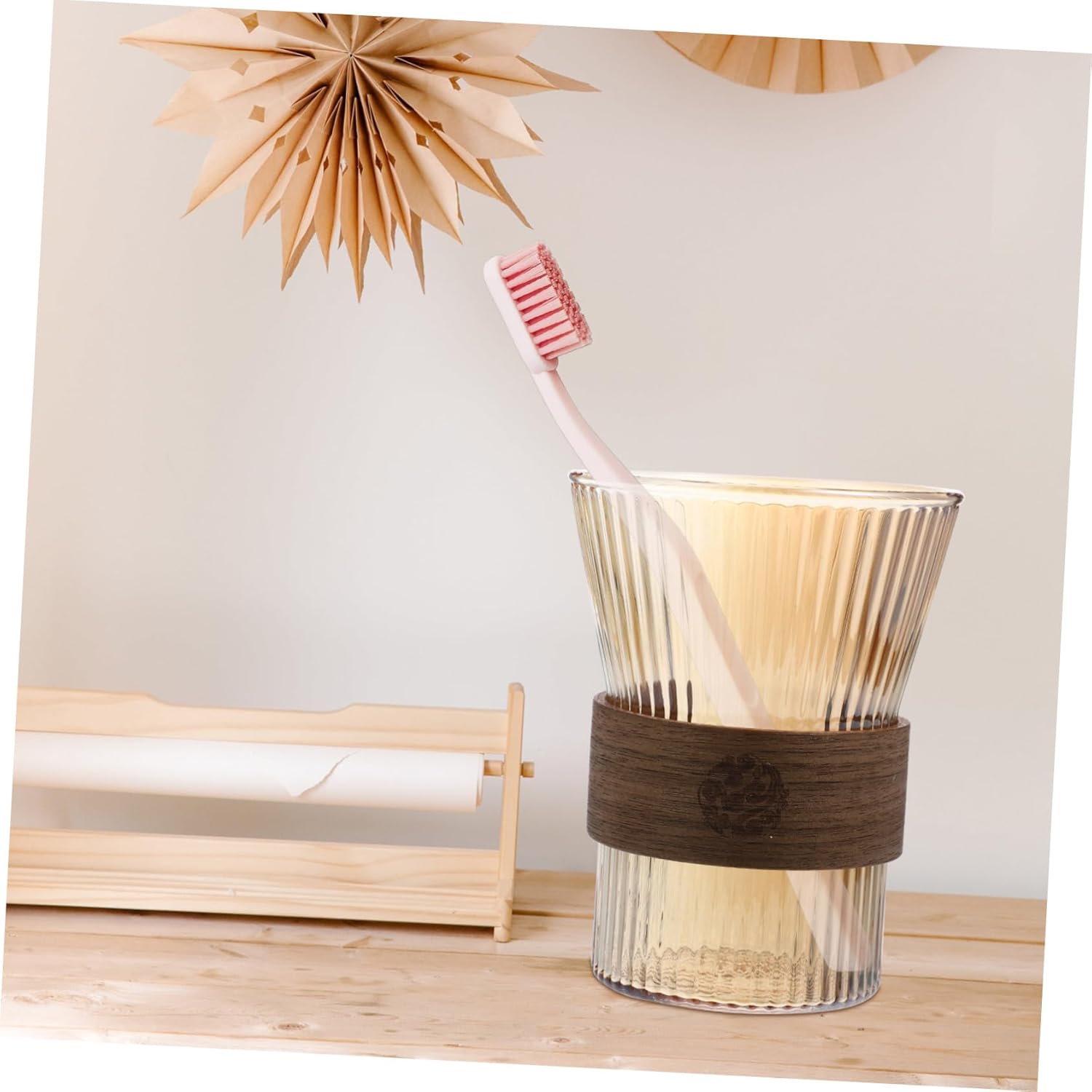 Vosarea Glass Toothbrush Cup with Ergonomic Design