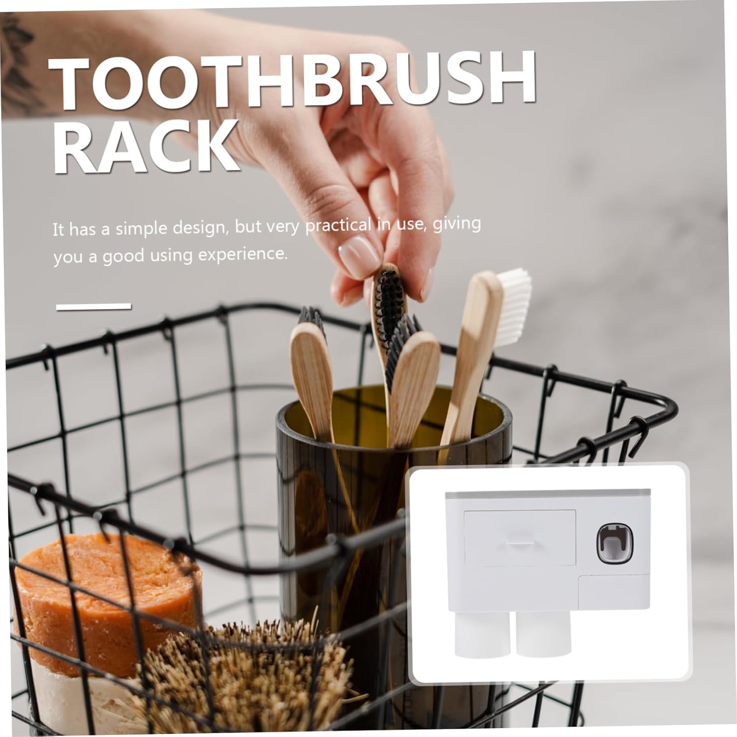 Wall-Mounted Toothbrush Holder with Glass Storage Case Space-Saving Bathroom Organizer