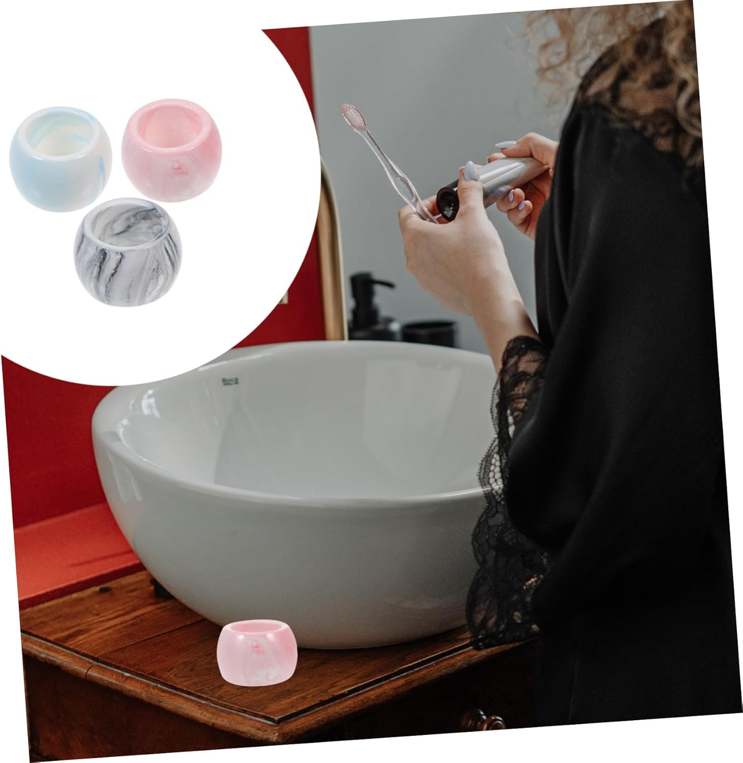 GLEAVI 3PC Ceramic Electric Toothbrush Holder Set