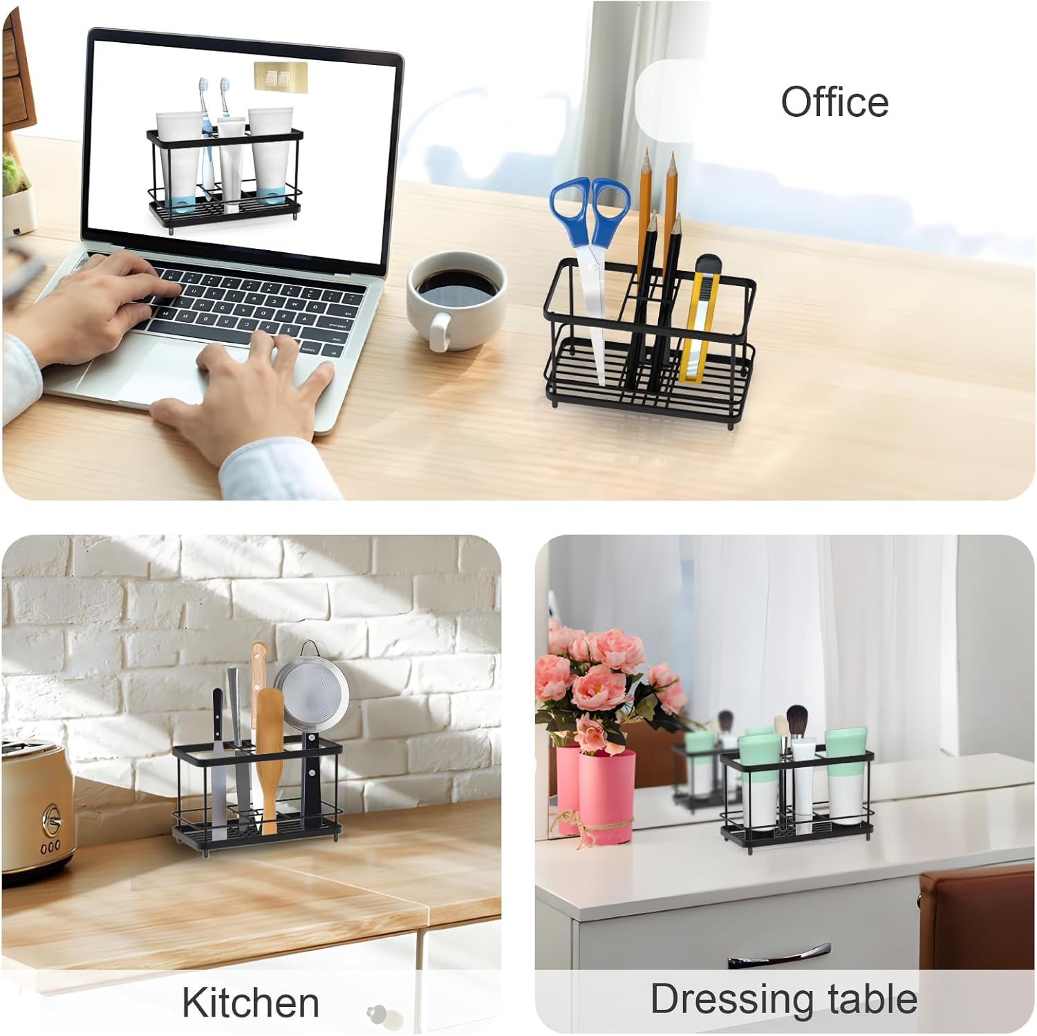 EOFJRUC High-Quality Stainless Steel 7-Slot Bathroom Toothbrush Holder Toothpaste Organizer