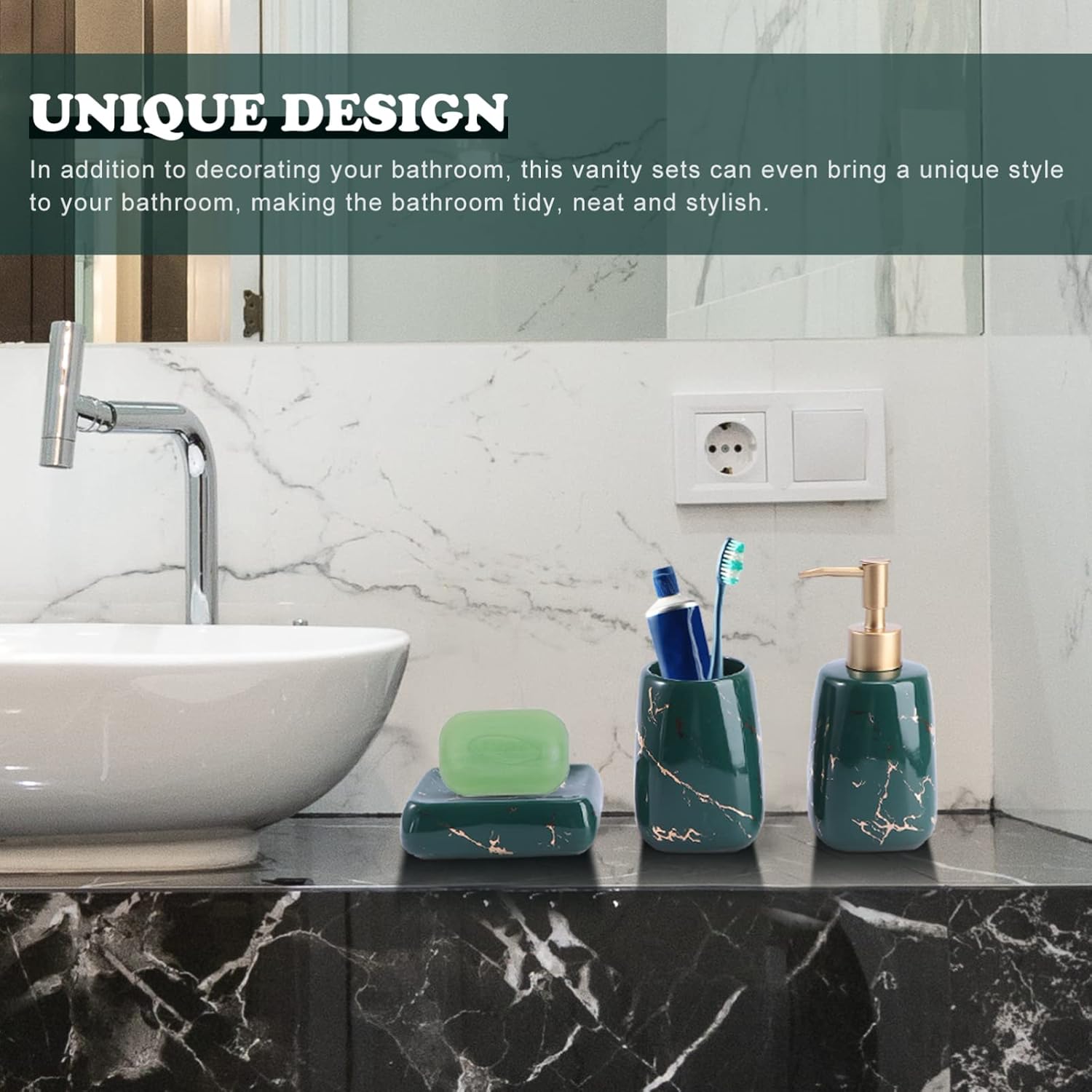3Pcs Marble Bathroom Accessories pact Masonic Pour Lamps On