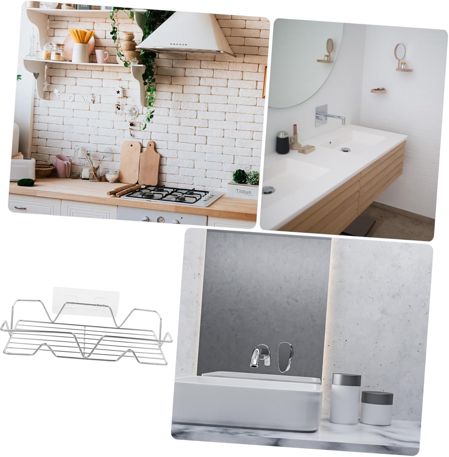 Bathroom Corner Shelf Wall-Mounted Organizer w Stainless Steel Plastic