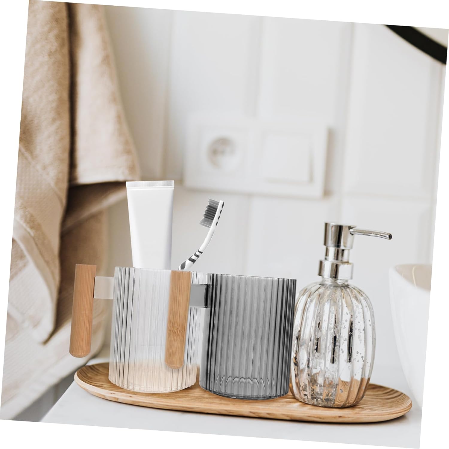 PRETYZOOM 4-Piece Toothbrush Cup Set for Bathroom