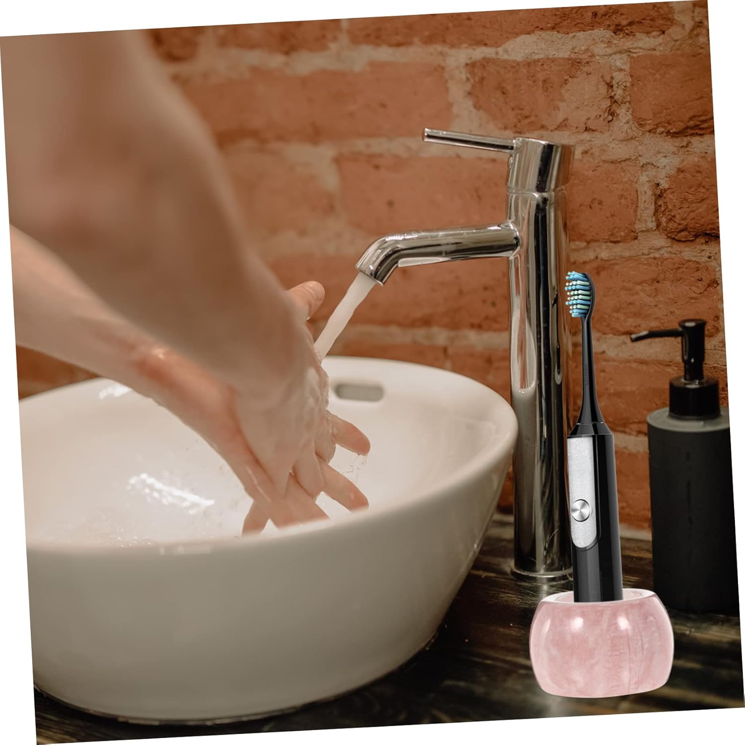 2Pcs Marbling Ceramic Toothbrush Holder Organizer