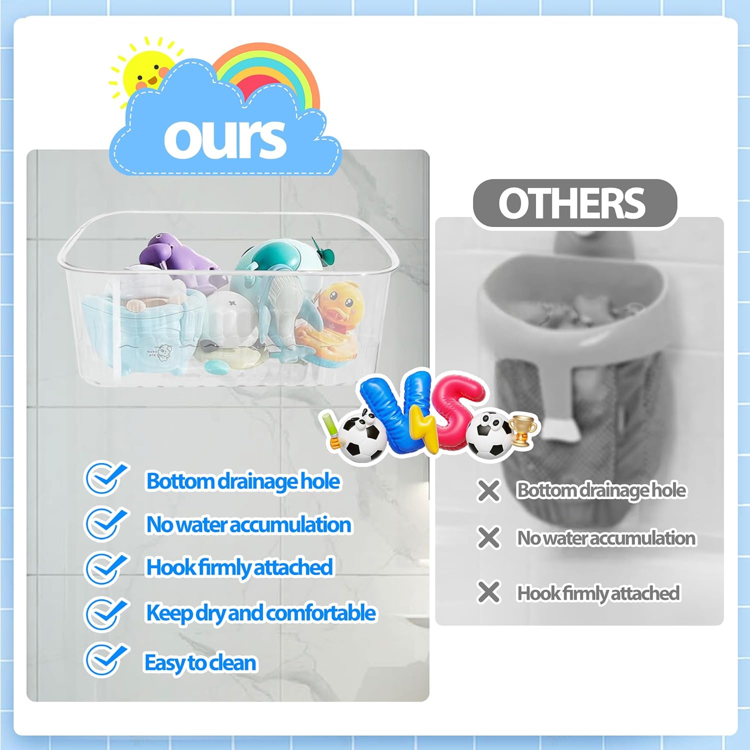 Durable Bath Toy Storage Organizer for Kids