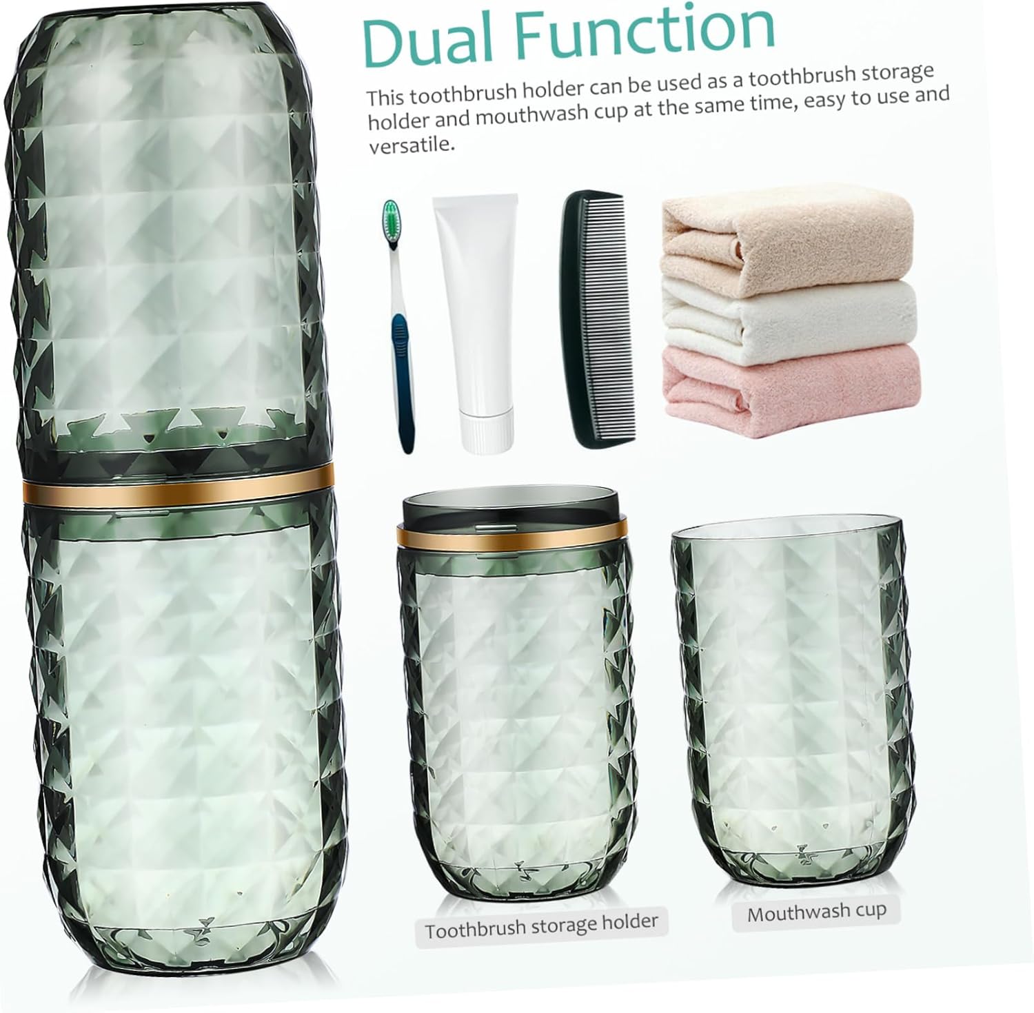 Stylish Dual Function Travel Toothbrush Holder and Mouthwash Cup