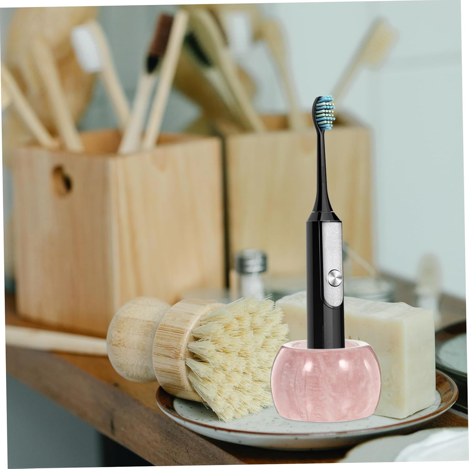 ABOOFAN 2Pcs Marble Ceramic Toothbrush Holder for Bathroom Storage