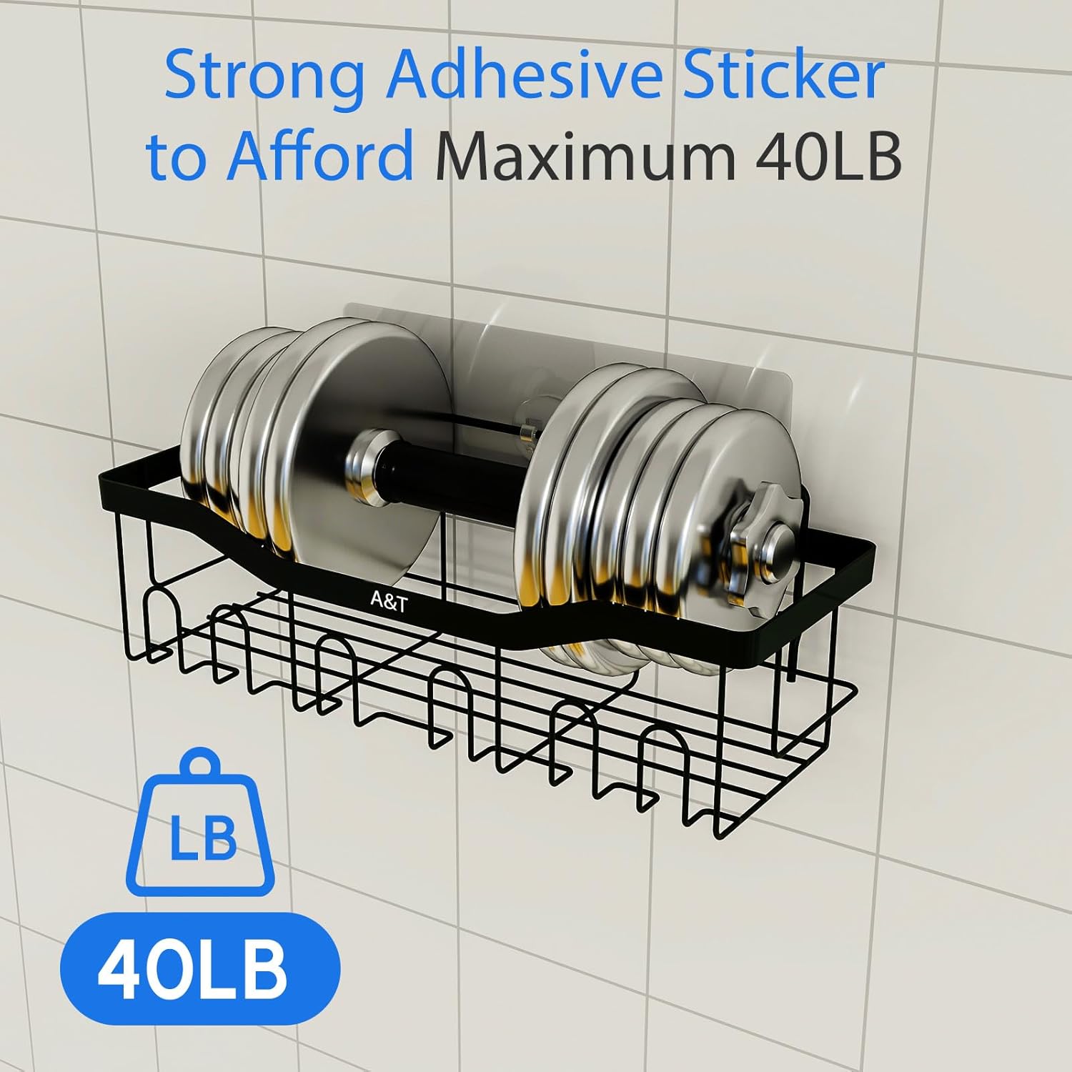 Stainless Steel 5-Piece Adhesive Shower Caddy