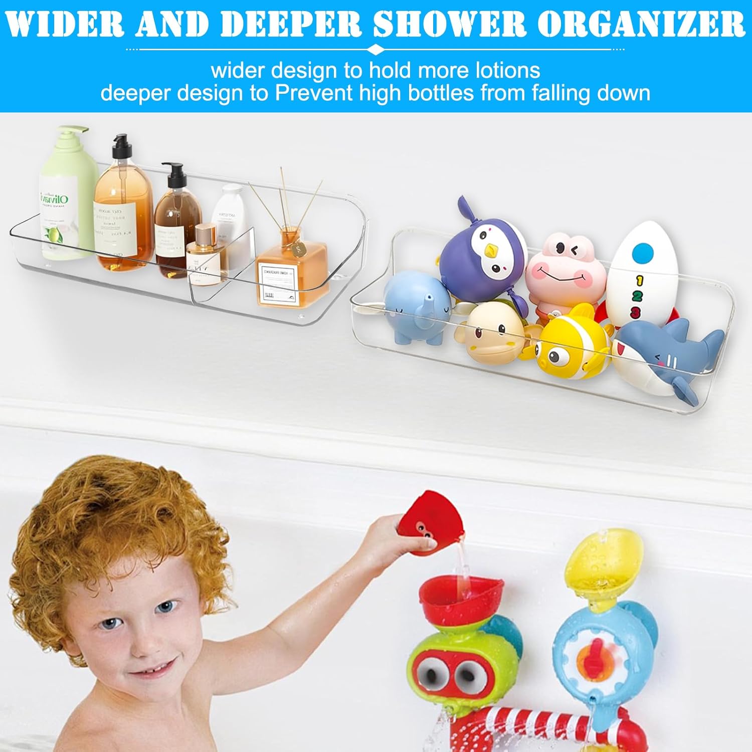 2PK Bath Toy Storage Holder for Bathtub Large