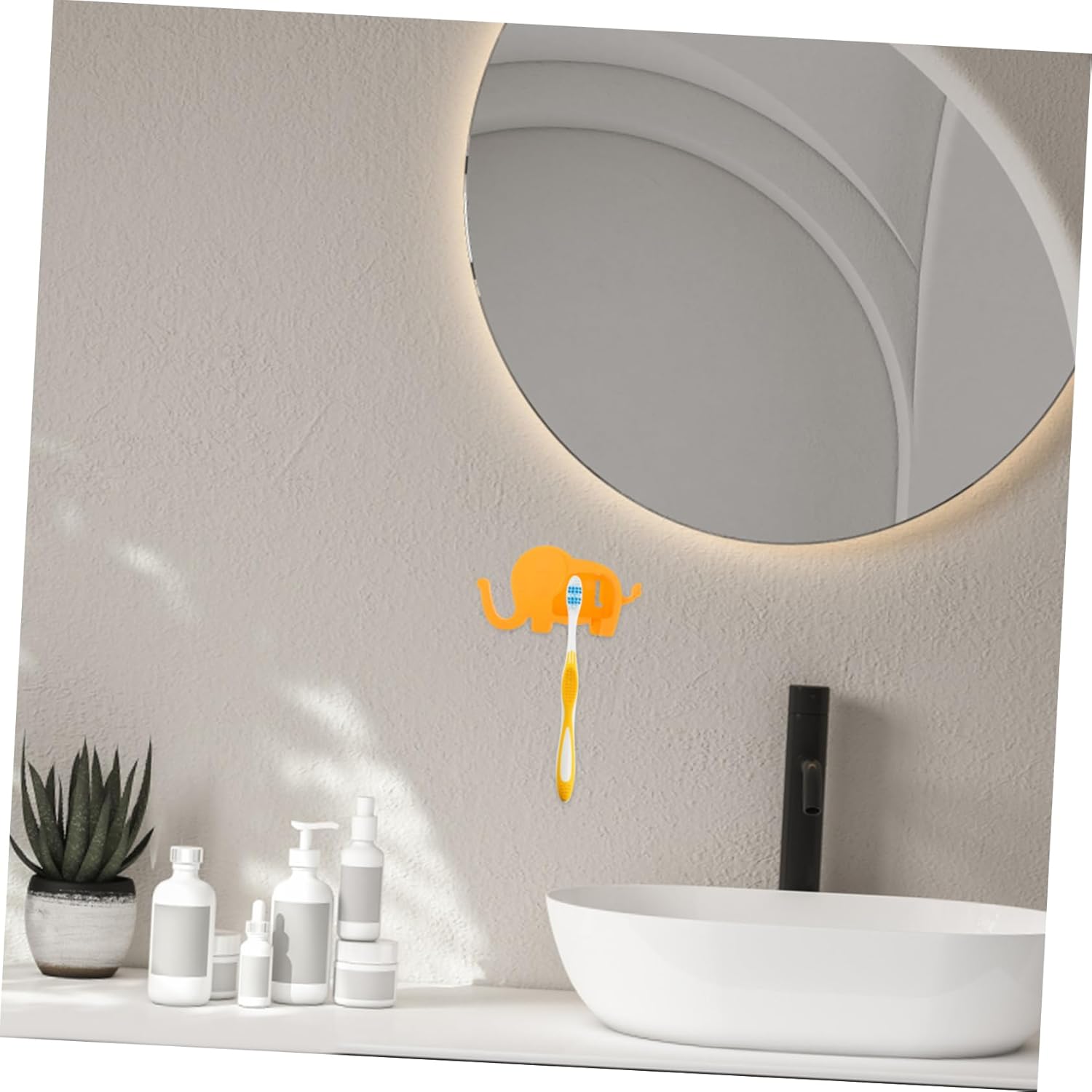 Cabilock Cuddly Elephant Toothbrush Holder Wall-Mounted for Boys Girls