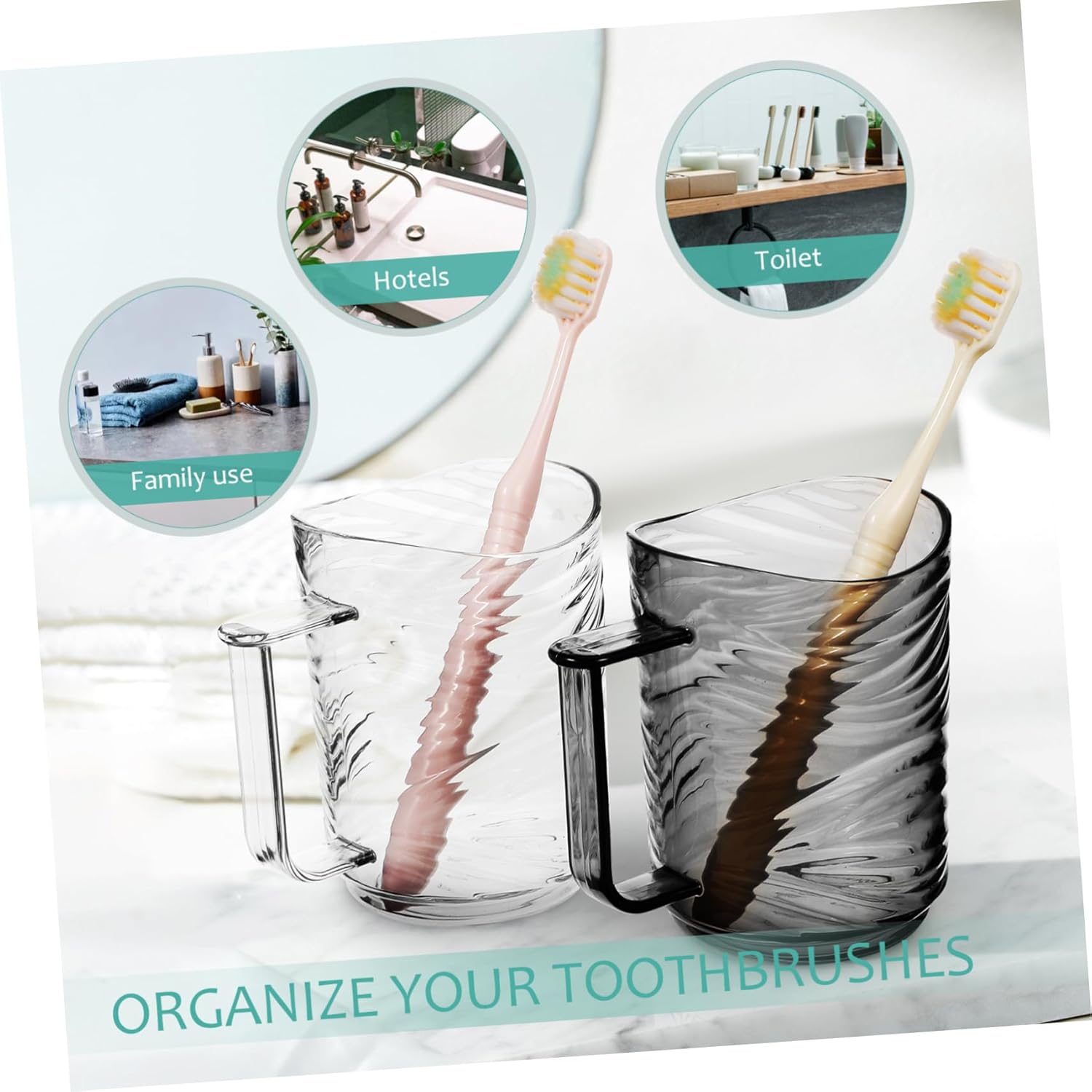 2-Piece Ergonomic Toothbrush Mouthwash Holder - Durable Compact Design for Efficient Organization