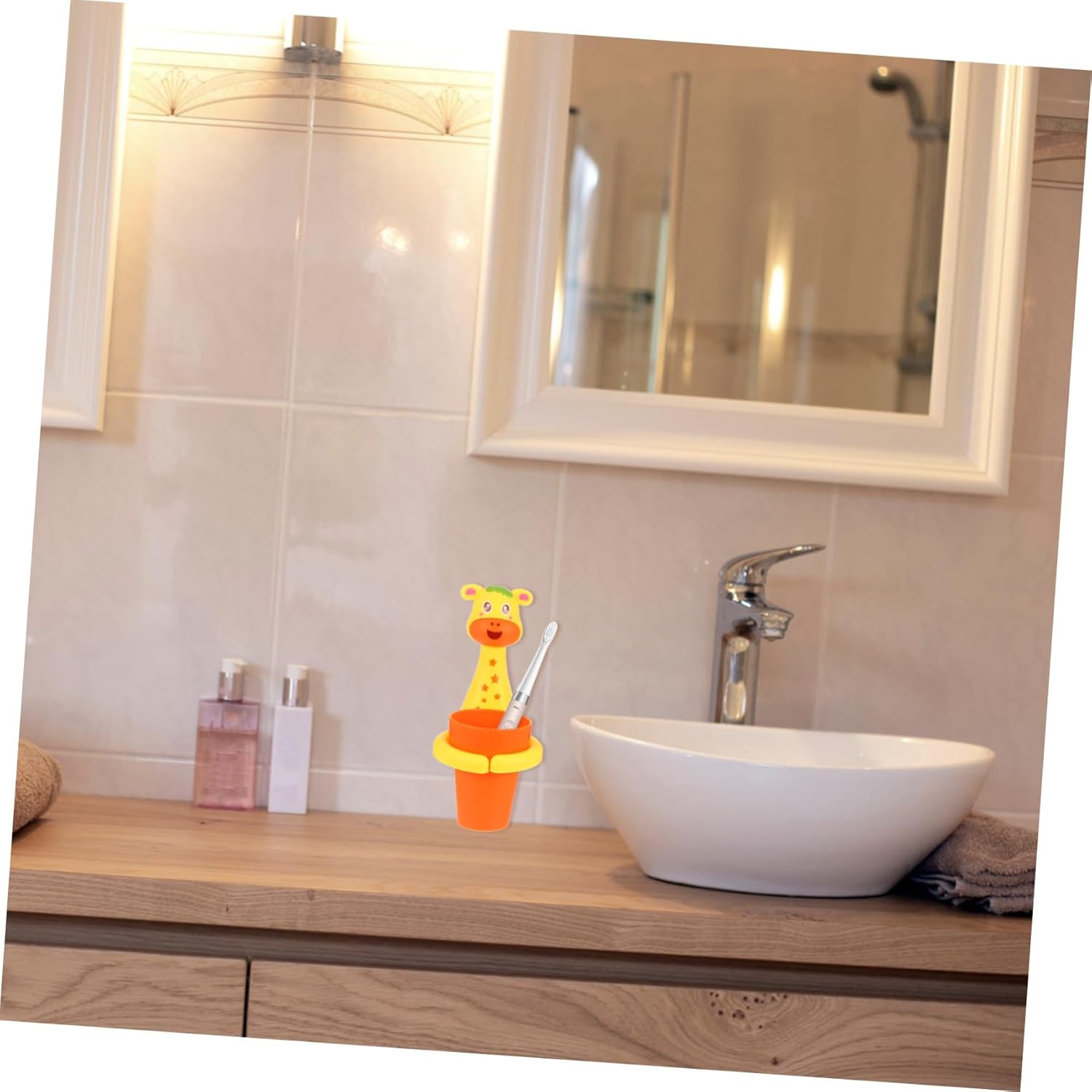 No-Punching Wall-Mounted Toothbrush Cup for Kids