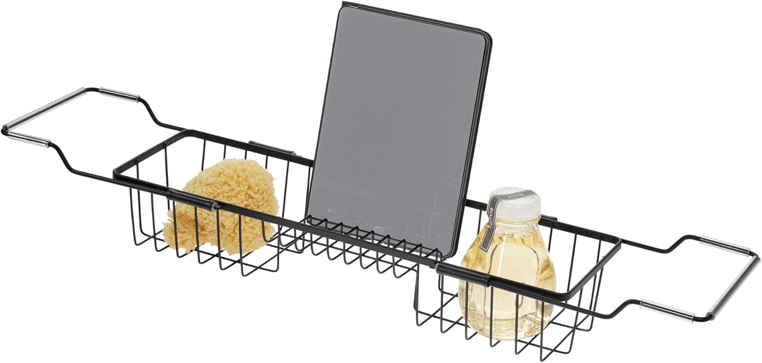Adjustable Metal Over-the-Tub Caddy for Bathroom Accessories