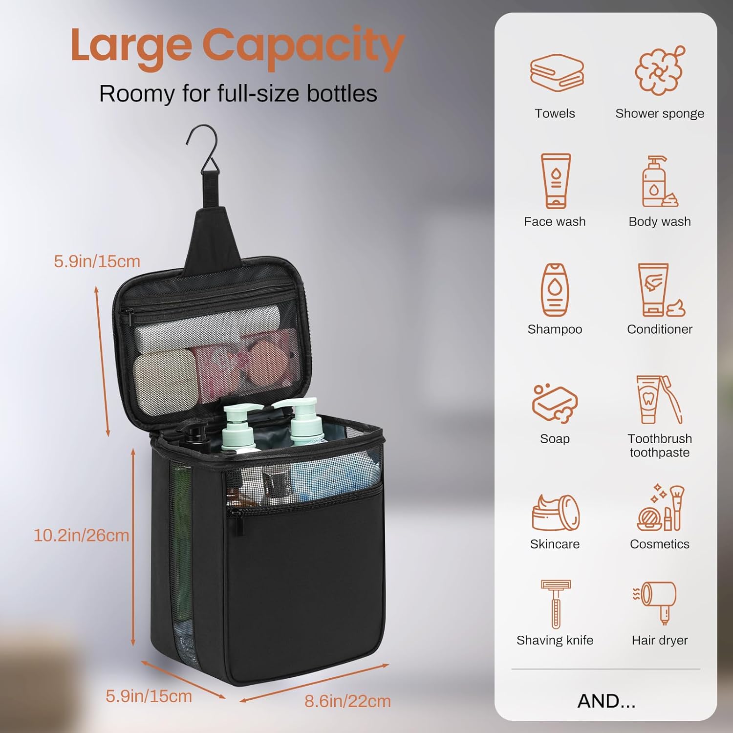 Heavy-Duty Mesh Portable Showers Organizer 86x102x59 Multi-Purpose