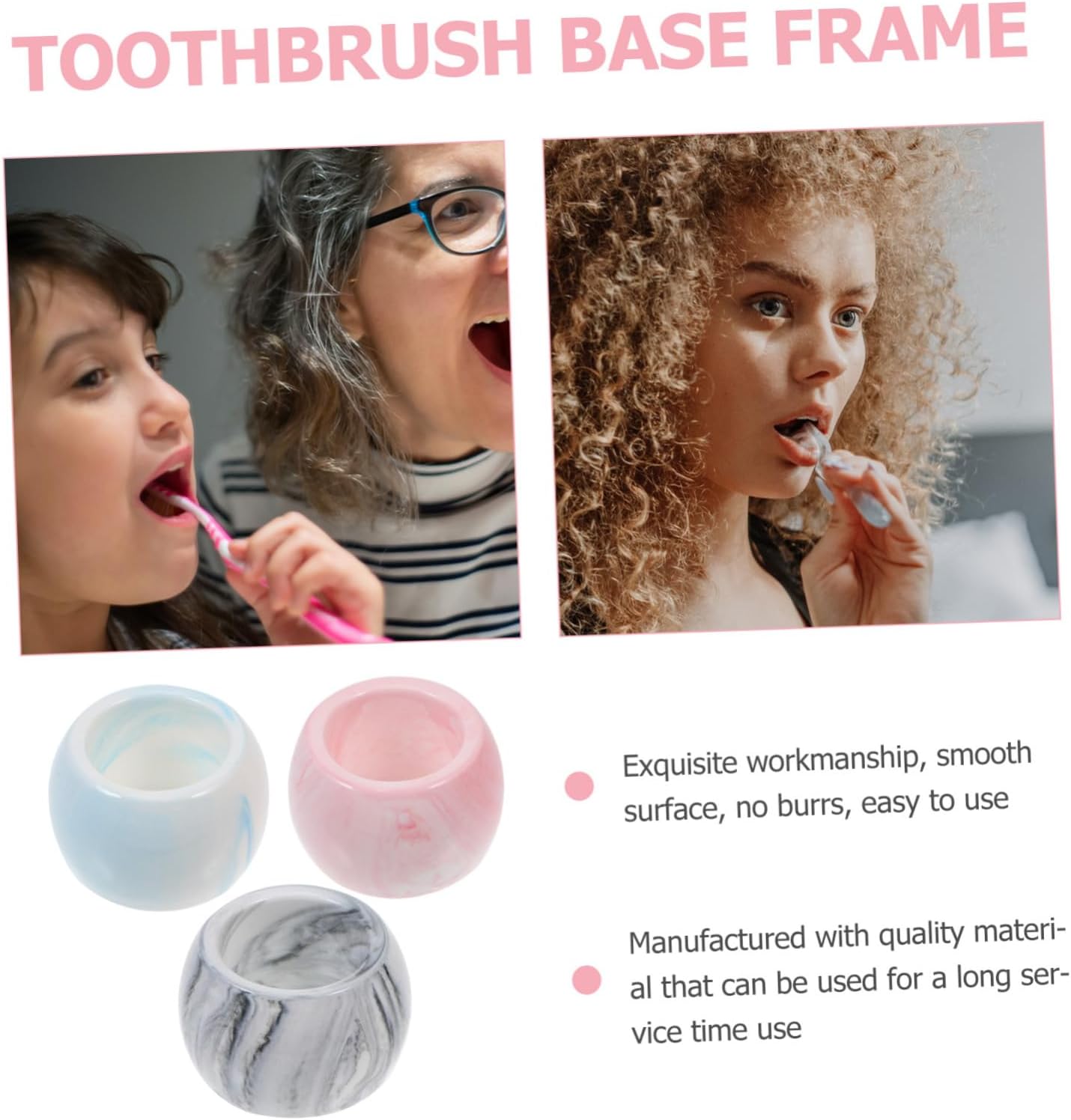 DECHOUS 3Pcs Ceramic Toothbrush Holder with Marble Pattern 1