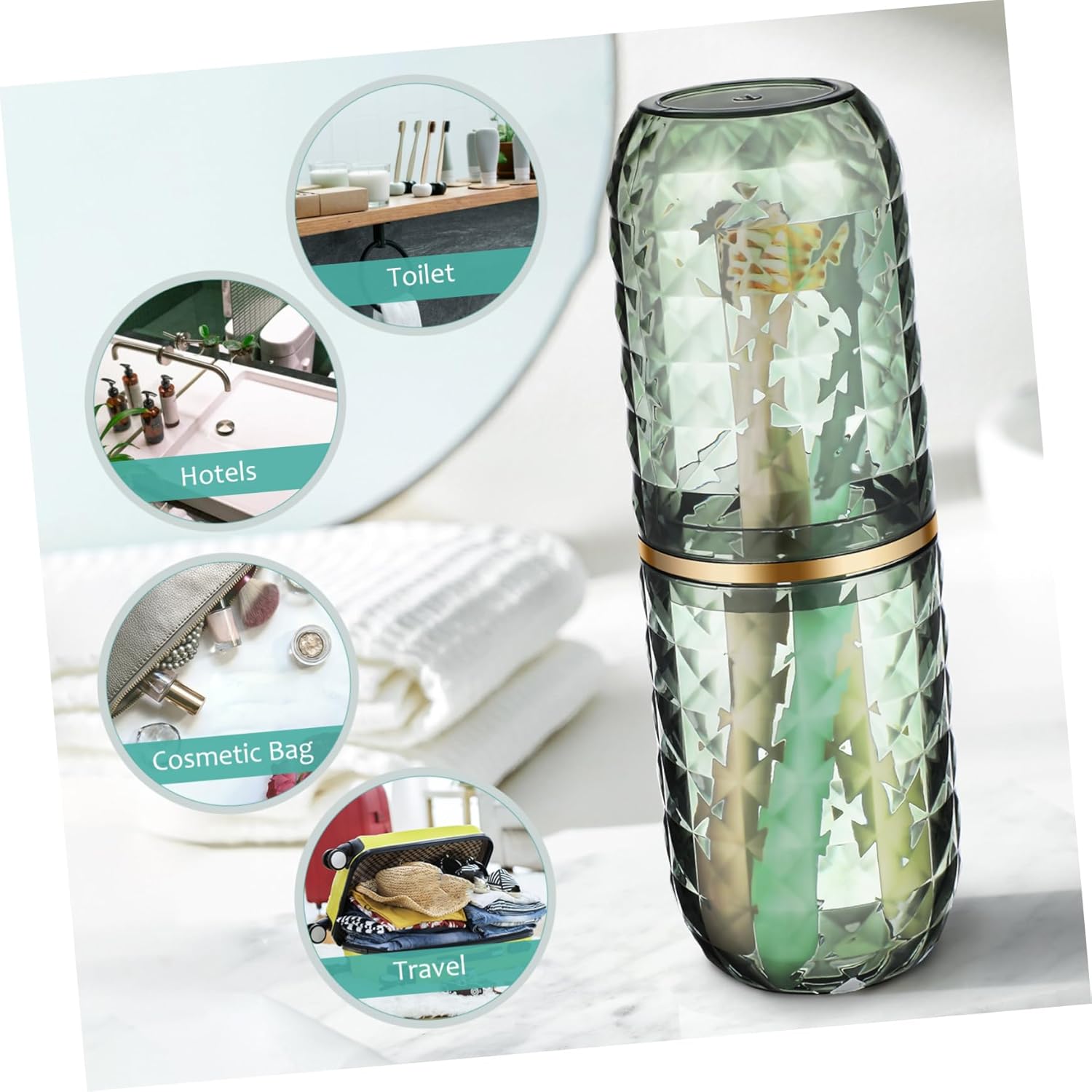 Portable Dual Use Toothbrush Mouthwash Holder for Travel