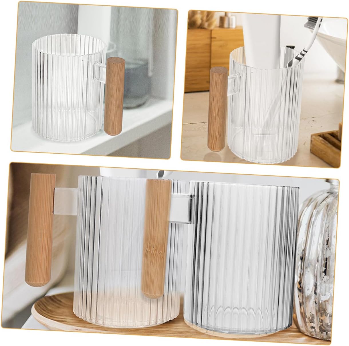 4-Piece Transparent Travel Tumbler Toothbrush Holder
