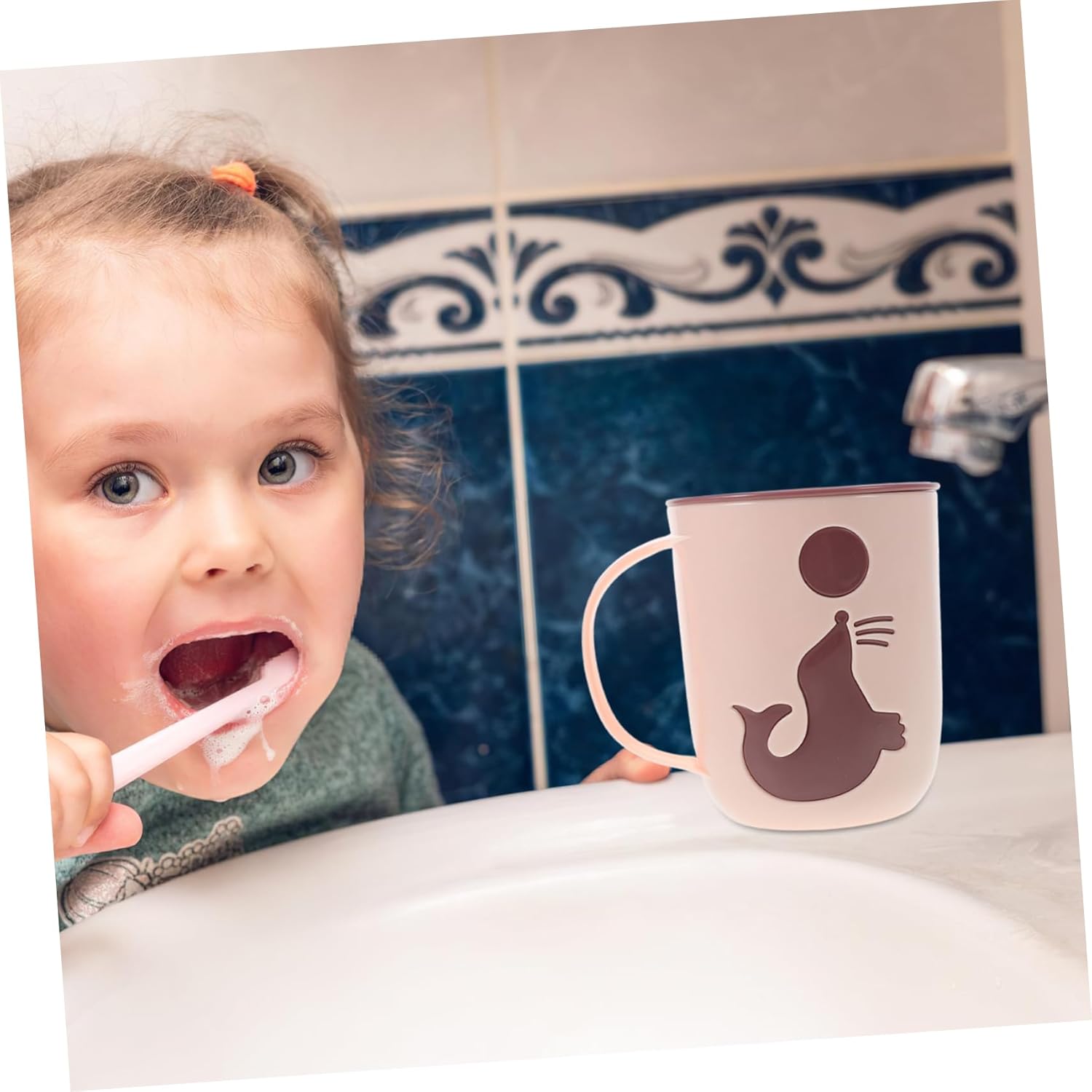 Totority Baby Mouthwash Cup Dolphin Toothbrush Holder Portable Travel Tumbler