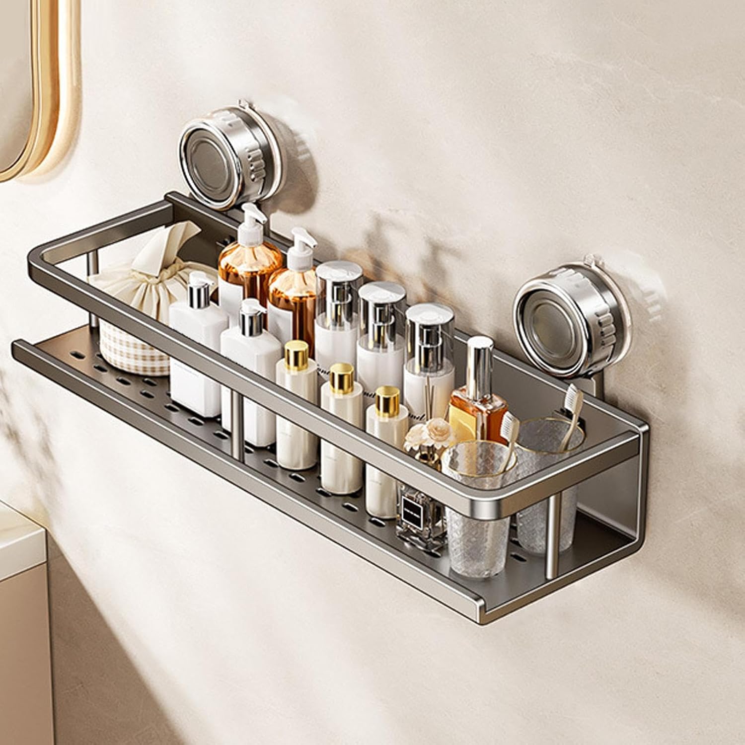 Space-Saving Suction Cup Bathroom Organizer