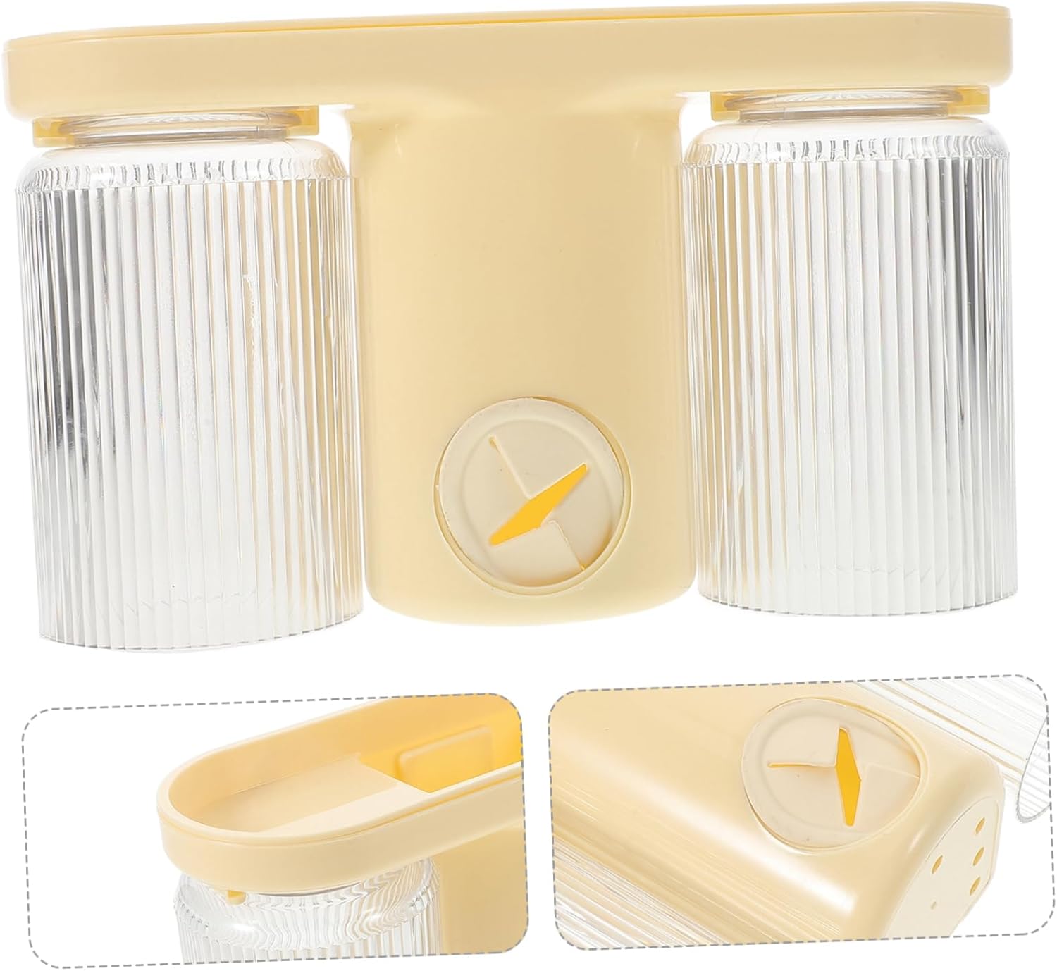 Cabilock Wall Mount Toothbrush Holder Dual Cup No Drill Installation