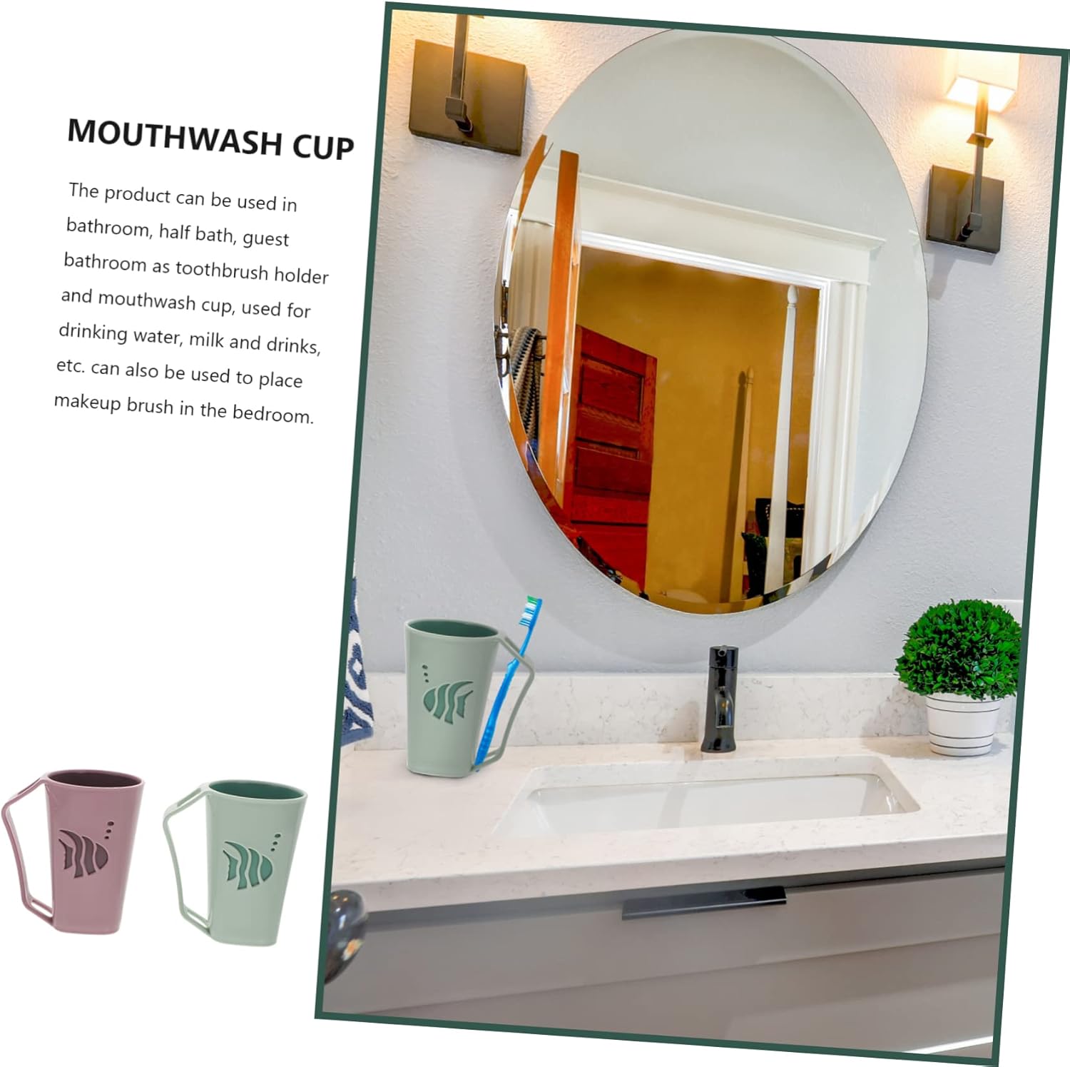 Double Trouble Toothpaste Toothbrush Tumbler Cups Set with 2 Reusable Modern Design