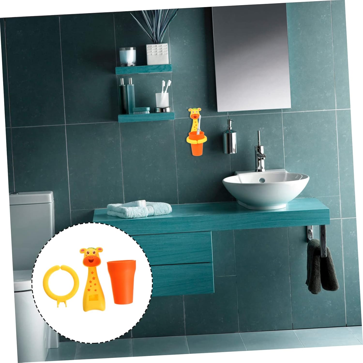 No-Punching Wall-Mounted Toothbrush Cup for Kids