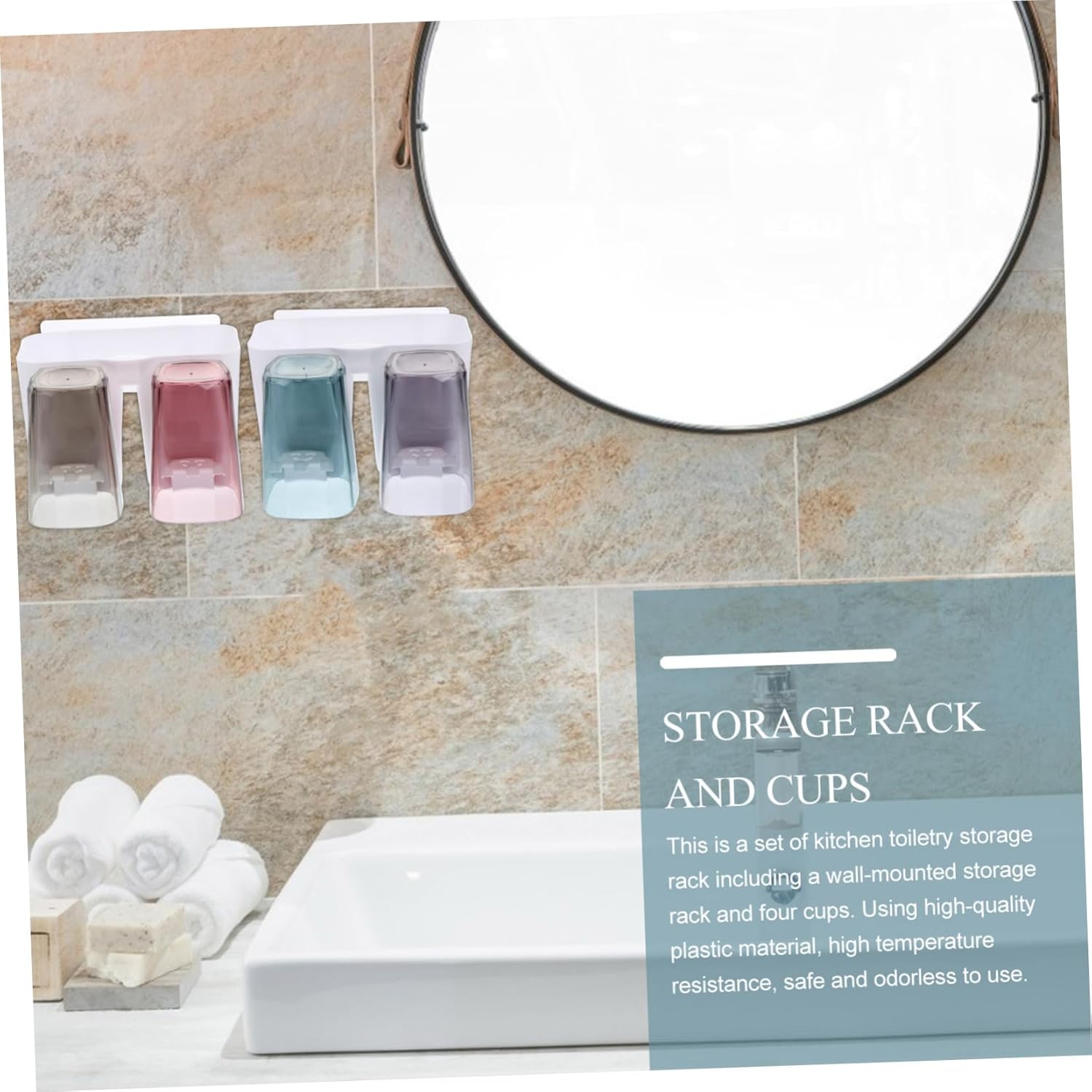 Wall-Mounted Compact 4-Cup Toothbrush Holder