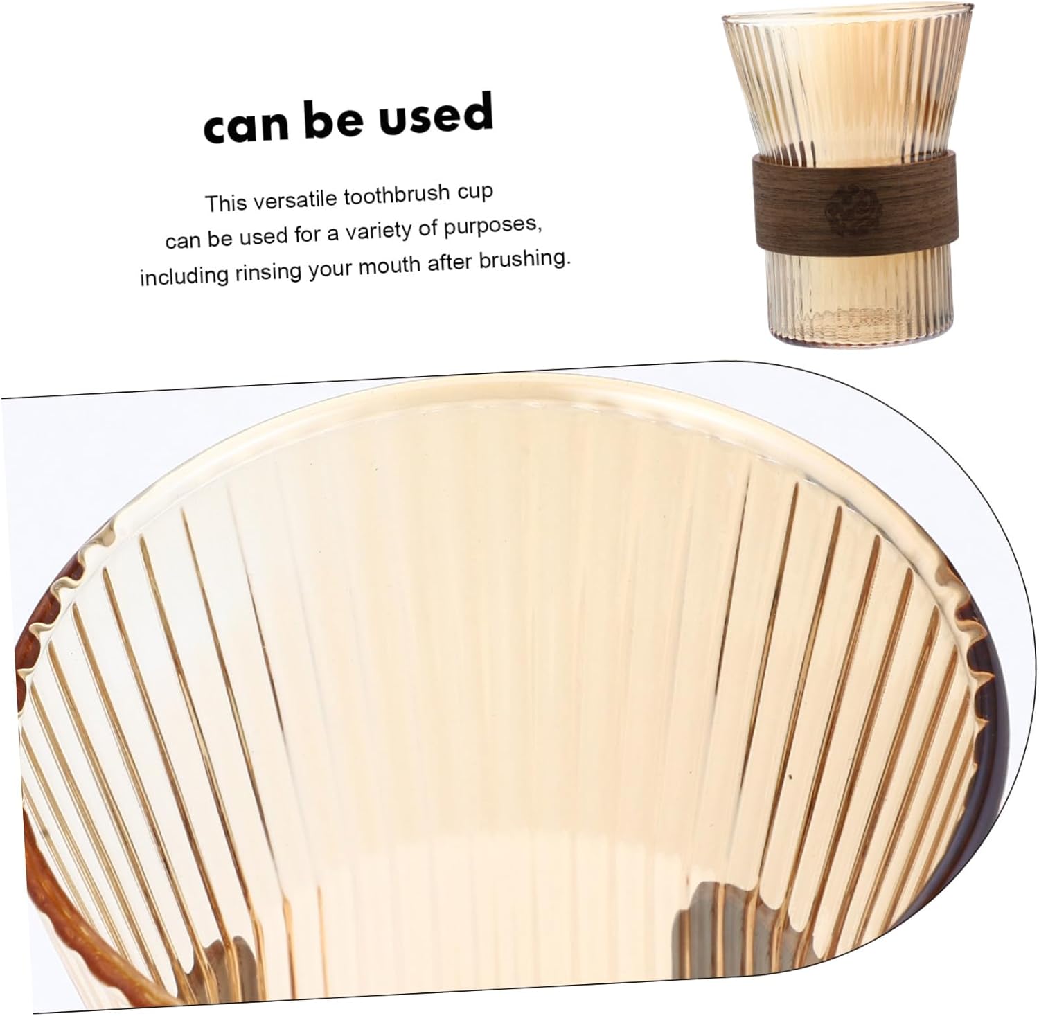 High-Quality Glass Toothbrush Mug with Wooden Waist Design