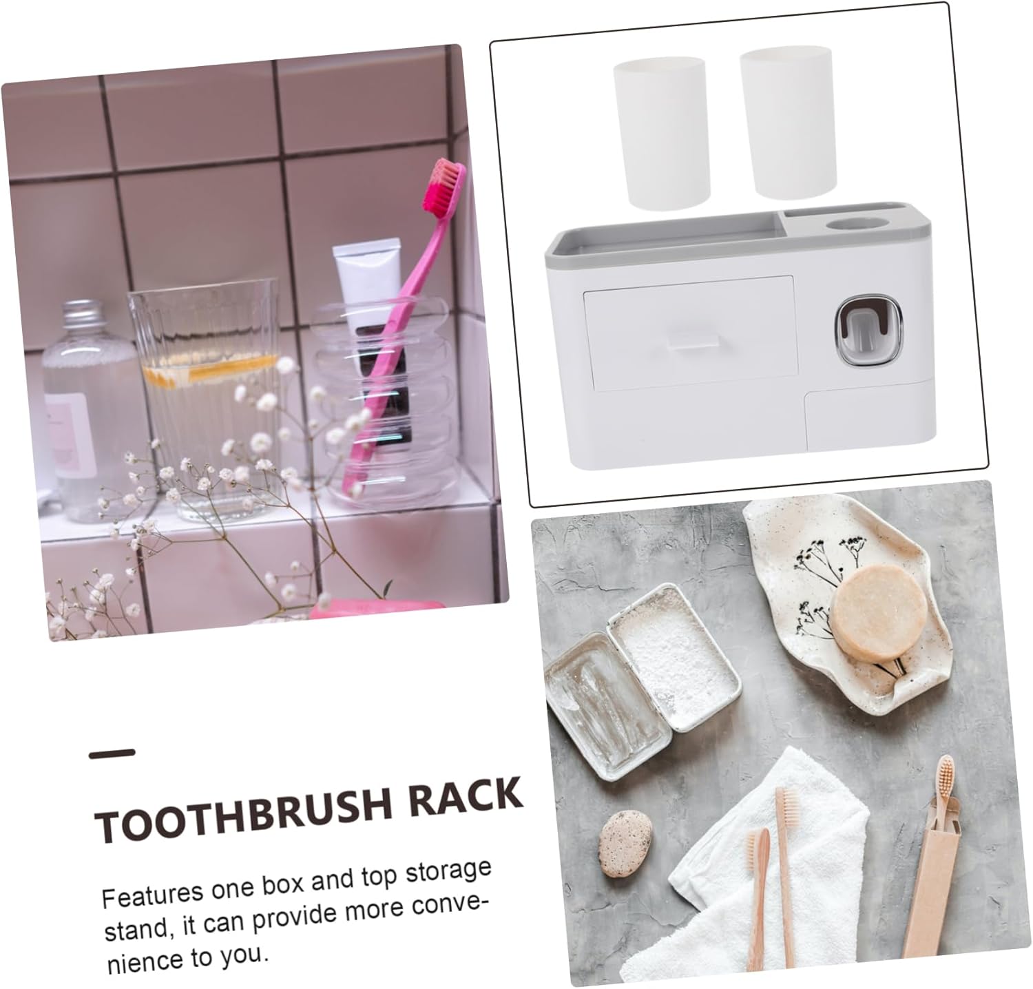 Wall-Mounted Toothbrush Holder with Glass Storage Case Space-Saving Bathroom Organizer