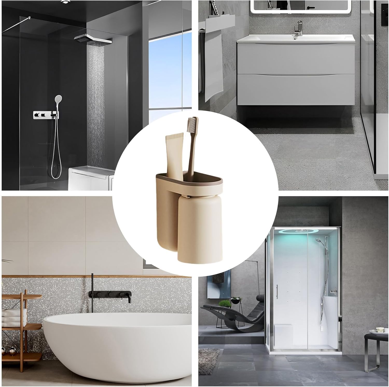 Bathroom Wall Toothbrush Holder with Easy Mounting