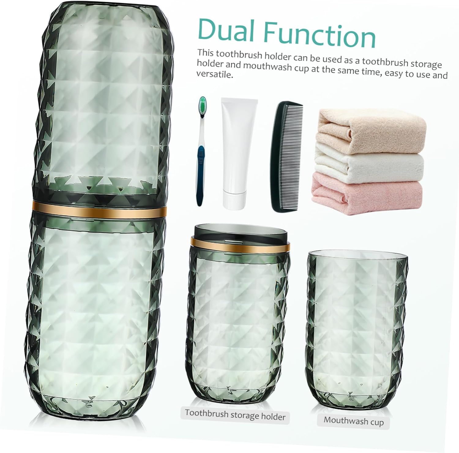 Portable Dual Use Toothbrush Mouthwash Holder for Travel