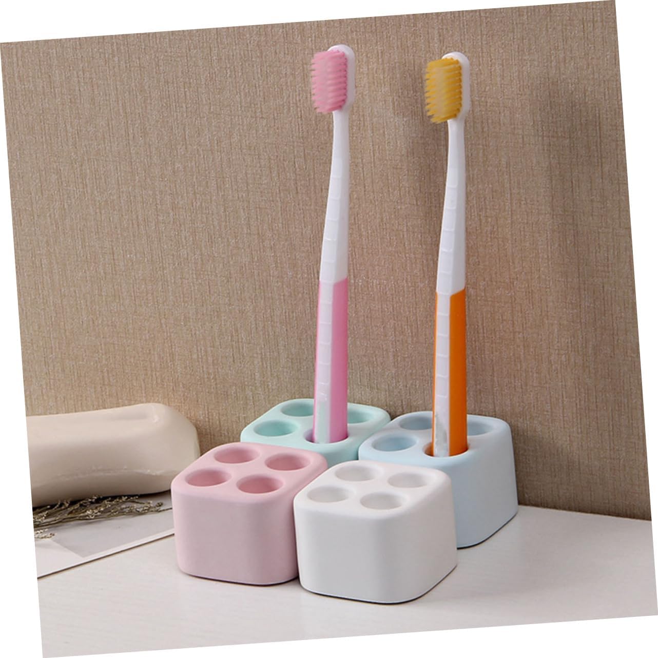 Compact White Diatomite Toothbrush Holder