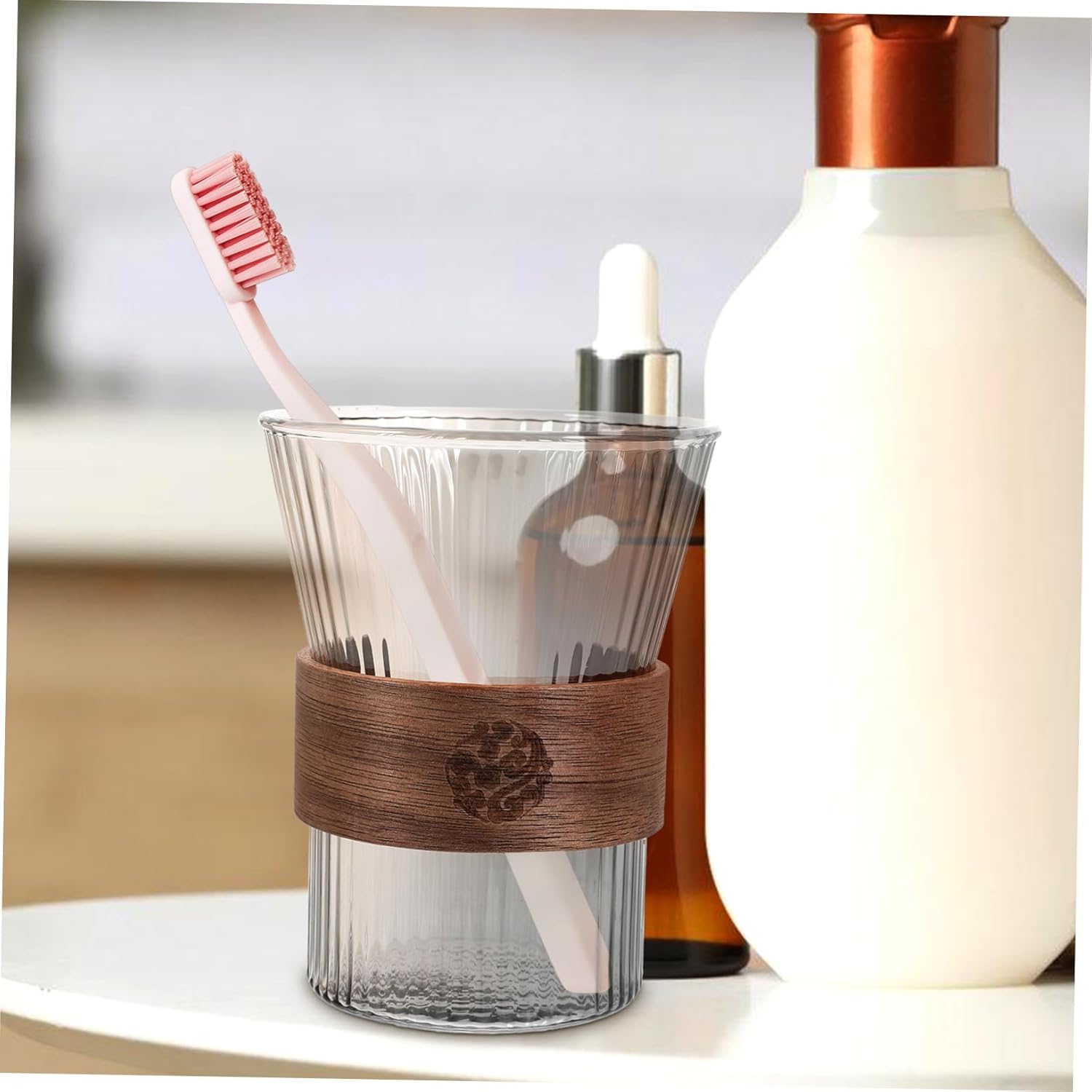 HAKIDZEL Elegant Glass Toothbrush Cup