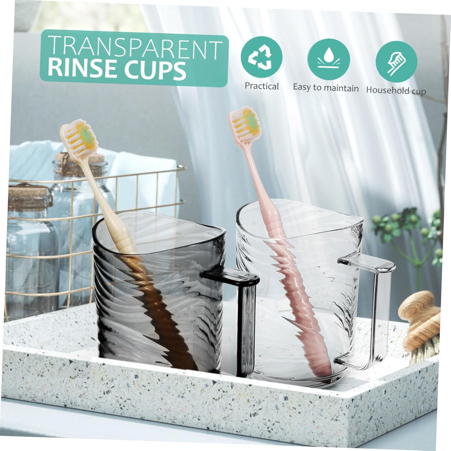 GOOHOCHYTransparent Tirellay Toothbrush Cups for Bathroom Use