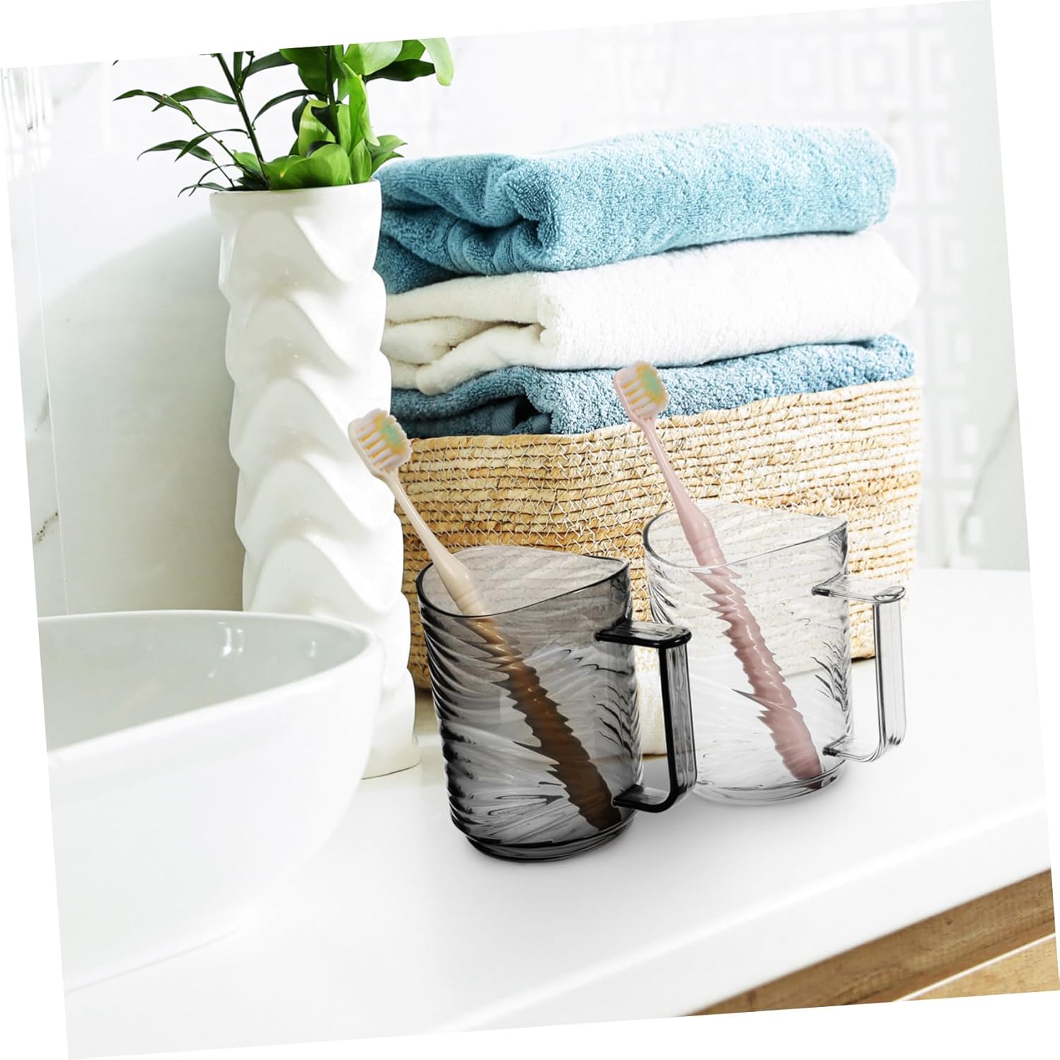 Ergonomic Handle Toothbrush Holder Cups
