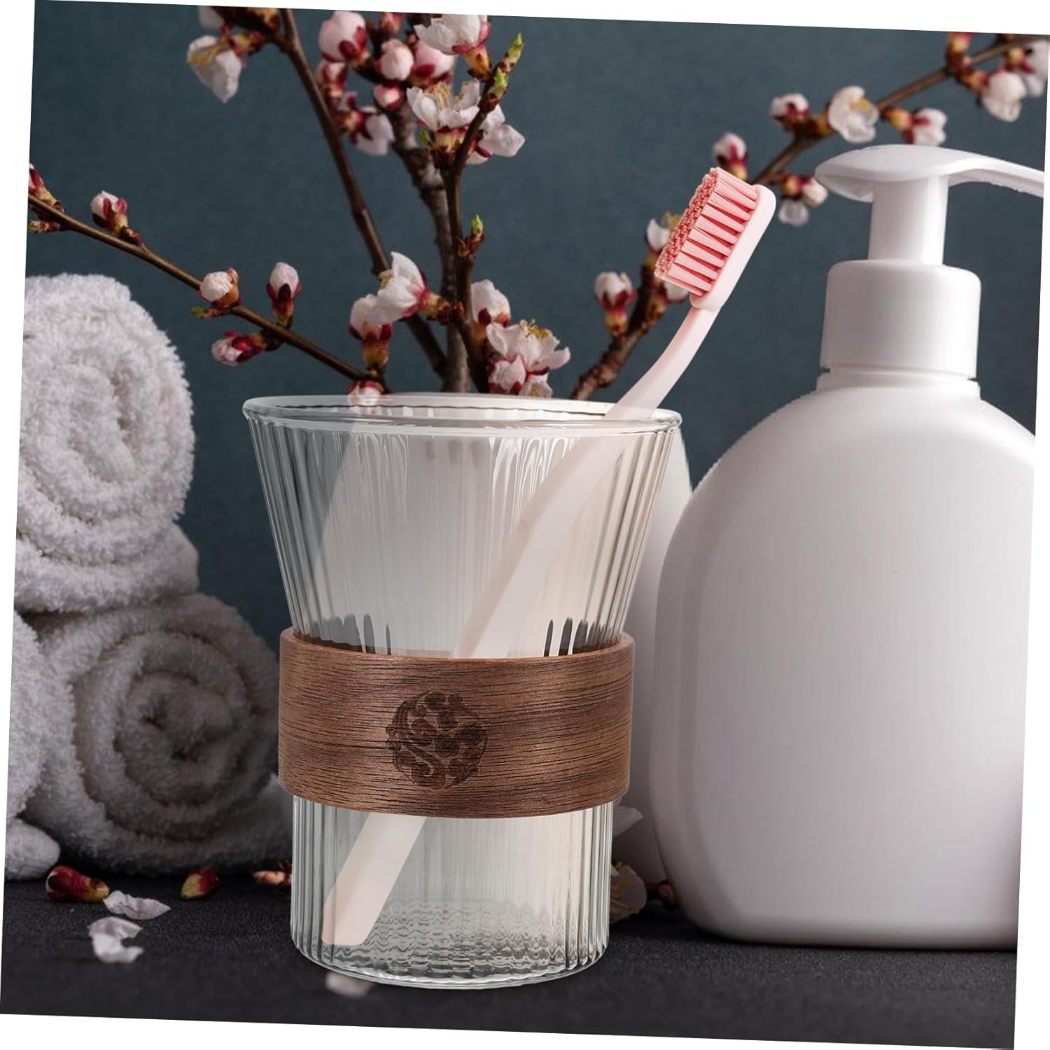 LIFKOME Glass Toothbrush Mouthwash Rinsing Cup
