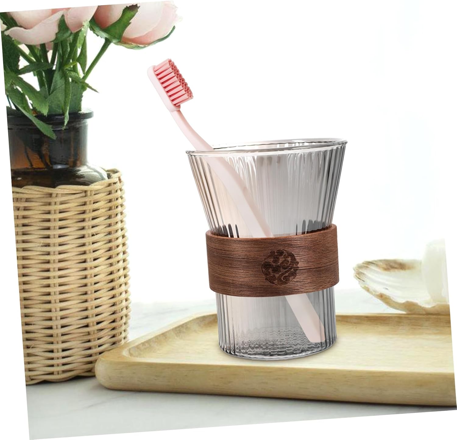 HAKIDZEL Elegant Glass Toothbrush Cup