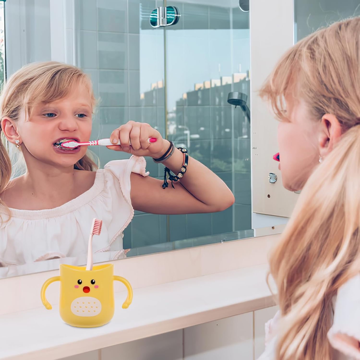 TOYANDONA Double-Handled Kids Toothbrush Cup