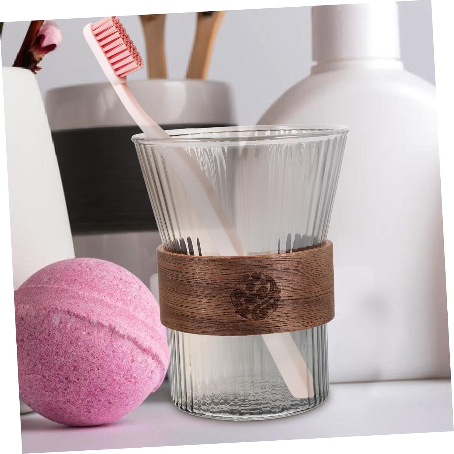 LIFKOME Glass Toothbrush Mouthwash Rinsing Cup